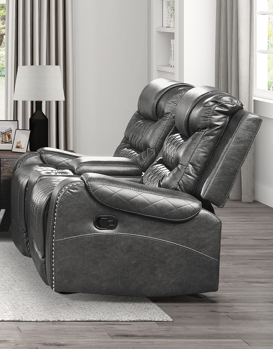 Putnam Manual Double Reclining PU Loveseat