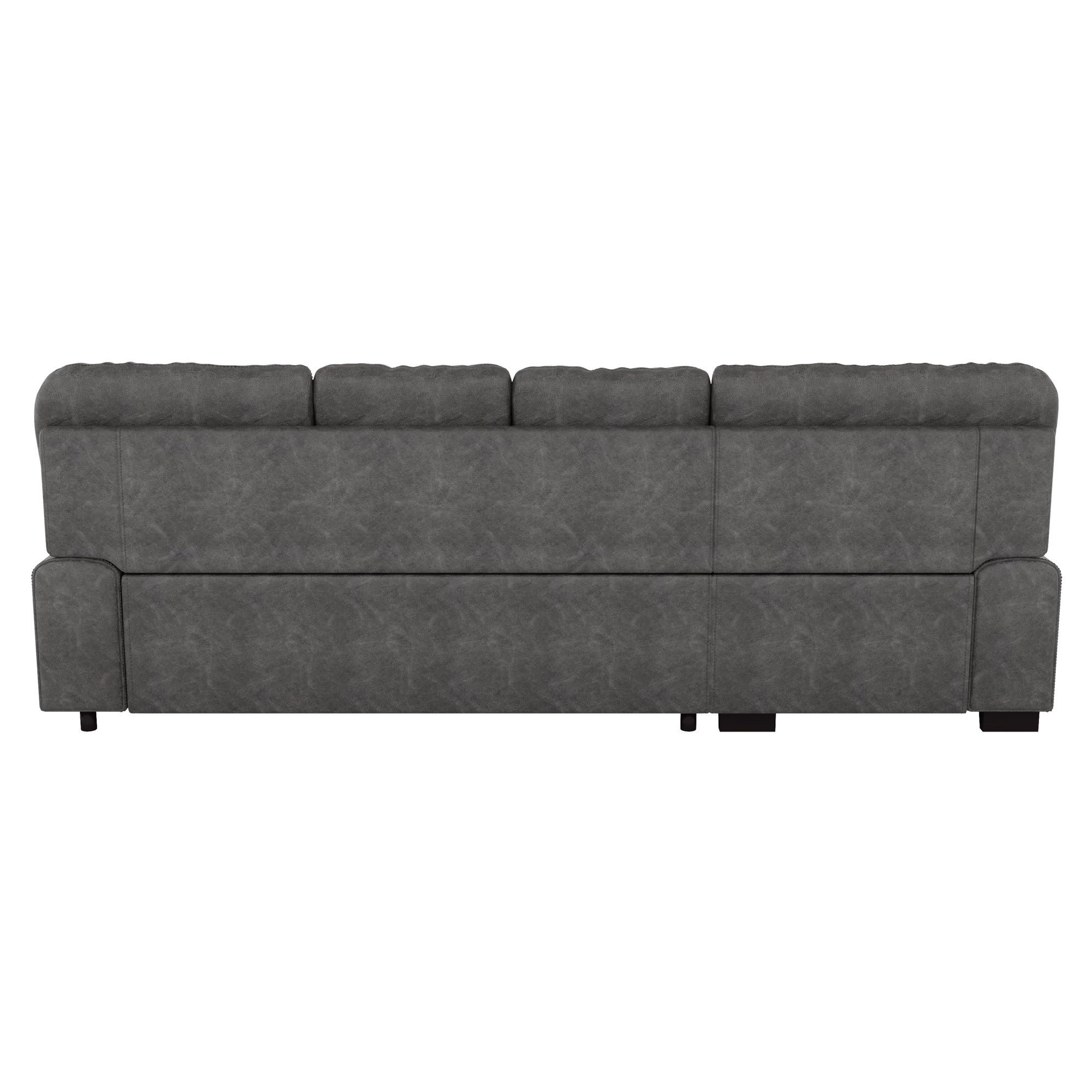 Michigan Sectional with Pull-out Bed & Hidden Storage, Left Chaise Facing Dark Gray