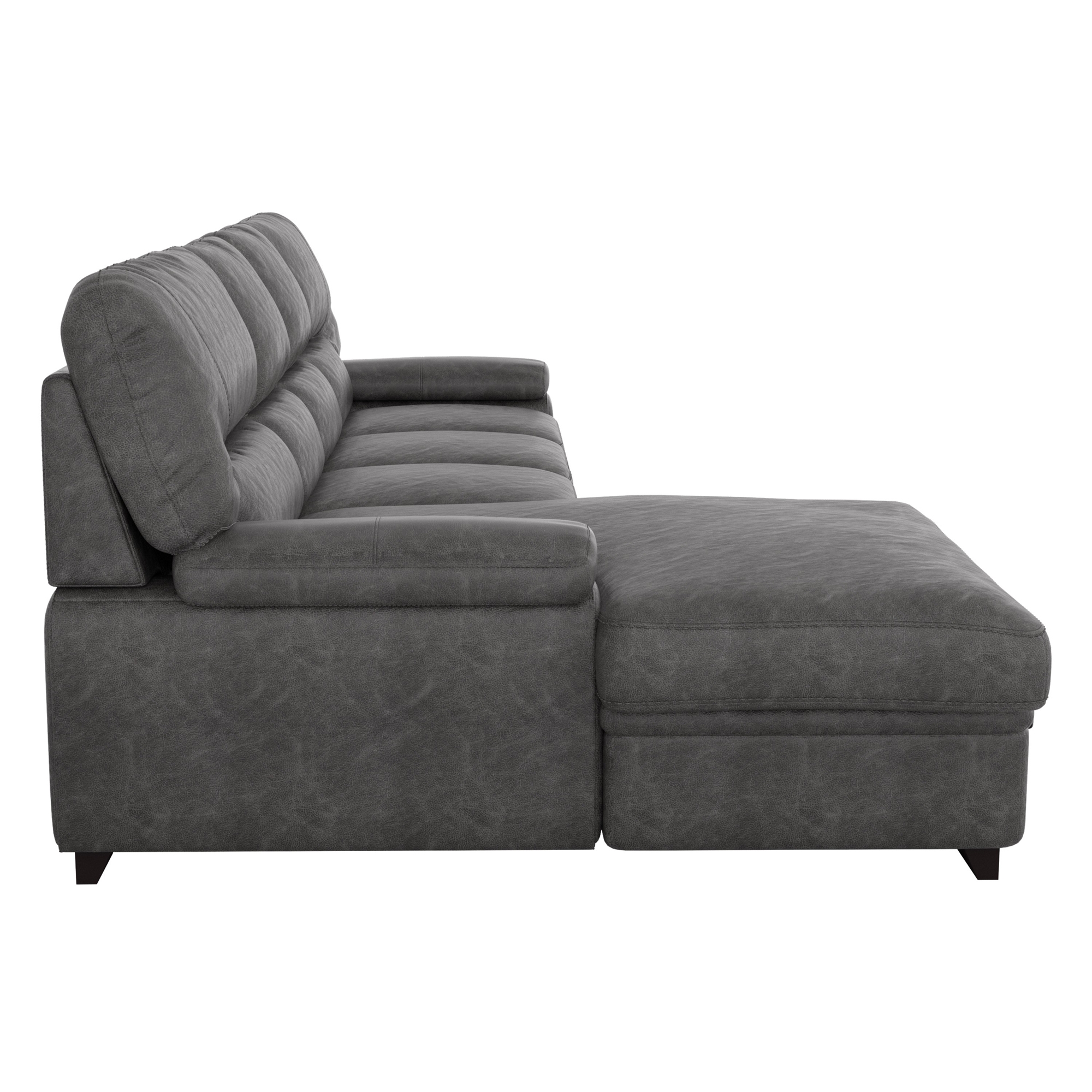 Michigan Polyester Fabric Sectional Sofa w/Pull-out Bed & Hidden Storage