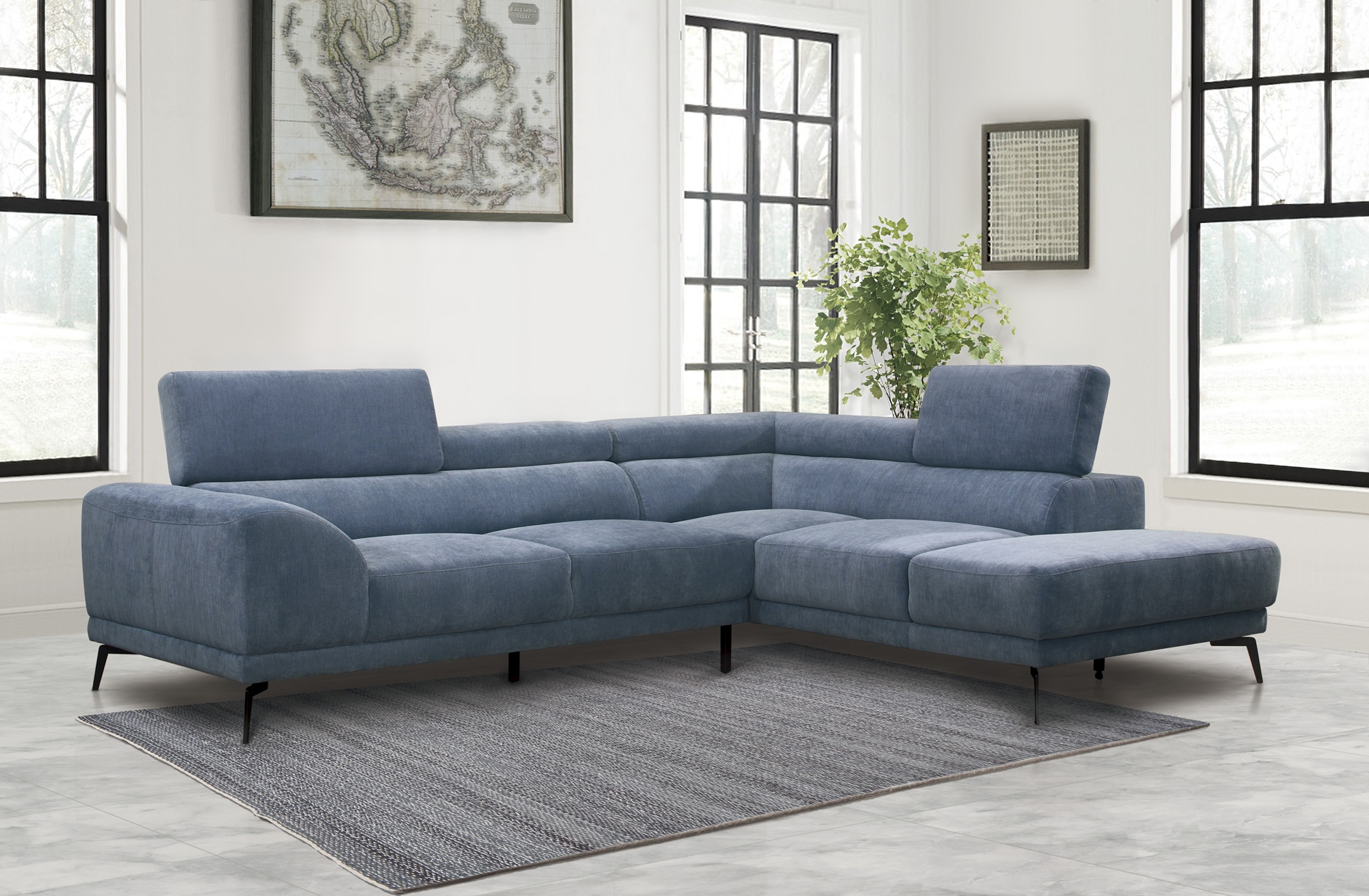 Medora Fabric Sectional, Right Chaise Facing
