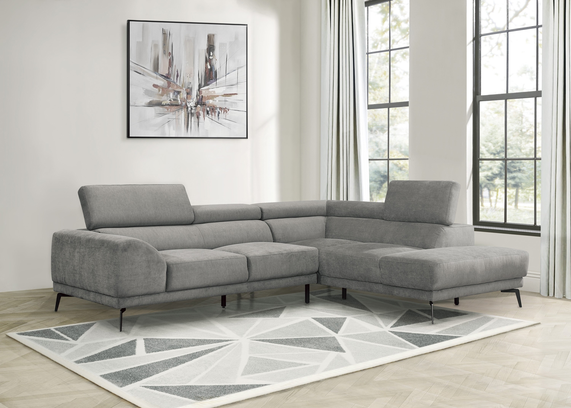 Medora Fabric Sectional, Right Chaise Facing