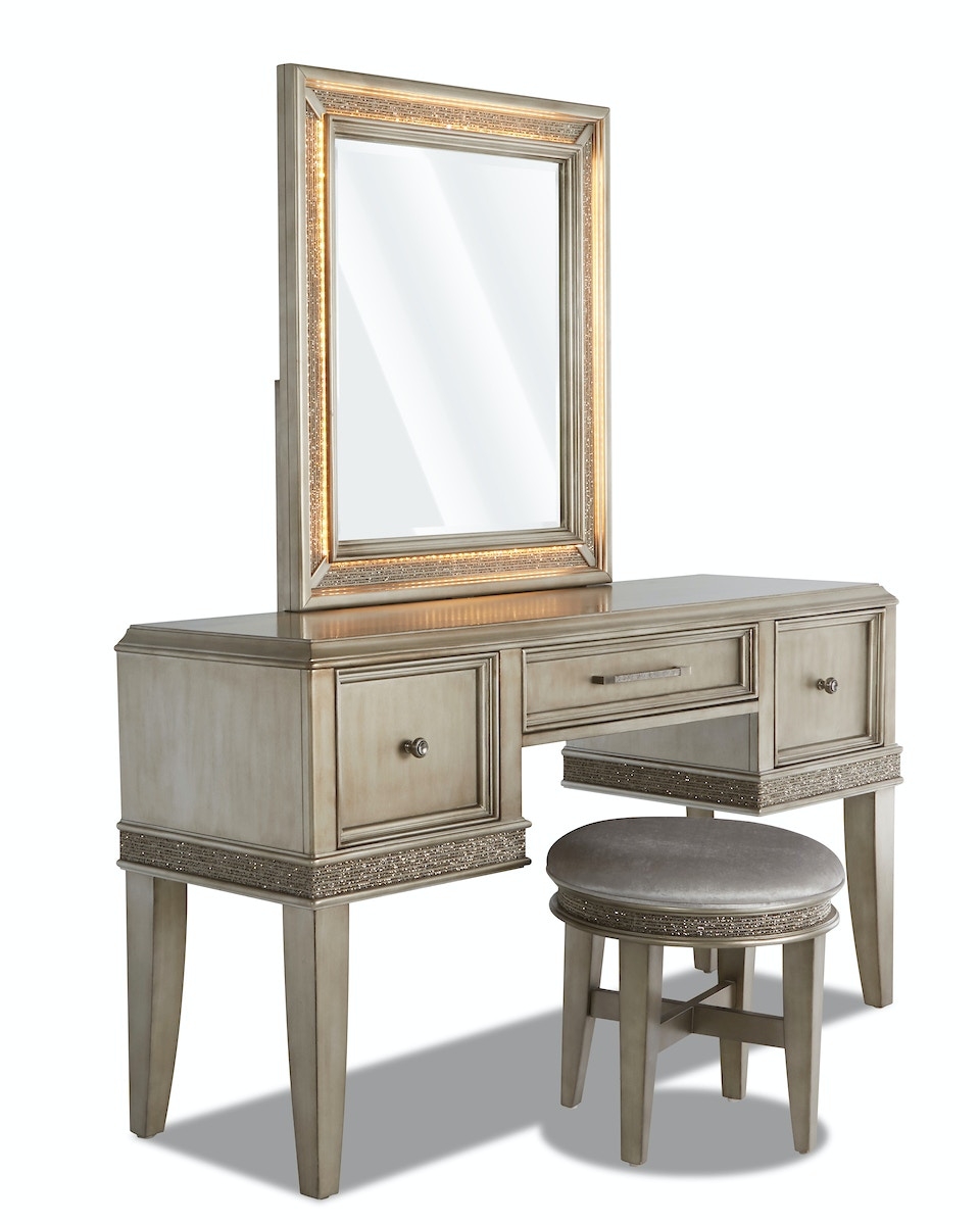 Sophia Wood 3 Drawer Vanity Table w/Stool