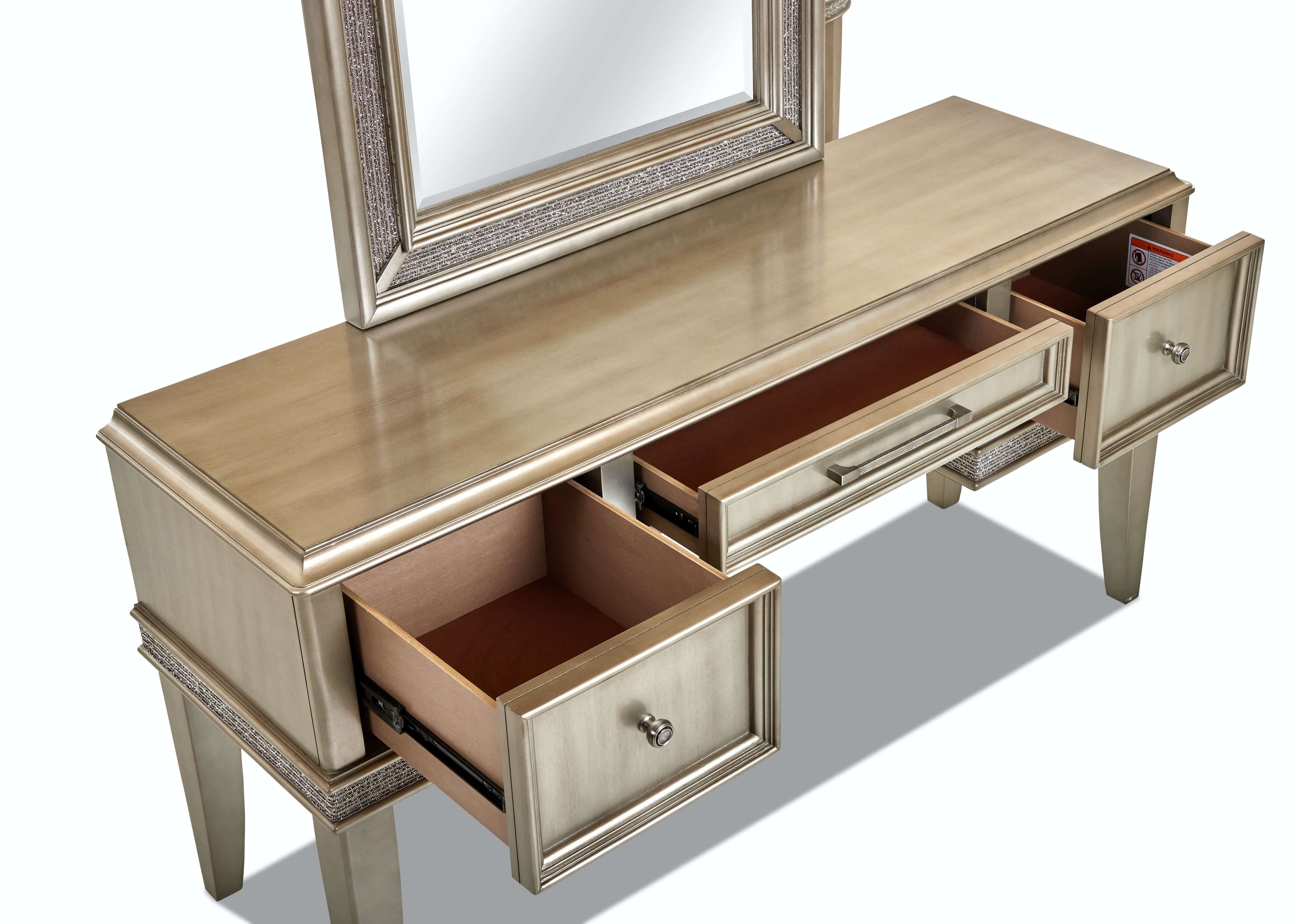 Sophia Wood 3 Drawer Vanity Table w/Stool