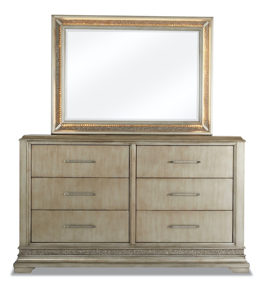 Sophia Wood Rectangular Mirror w/Lighting