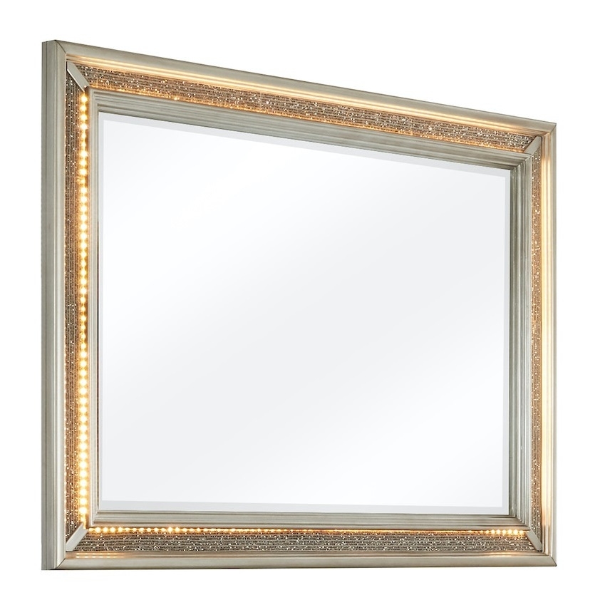 Sophia Wood Rectangular Mirror w/Lighting