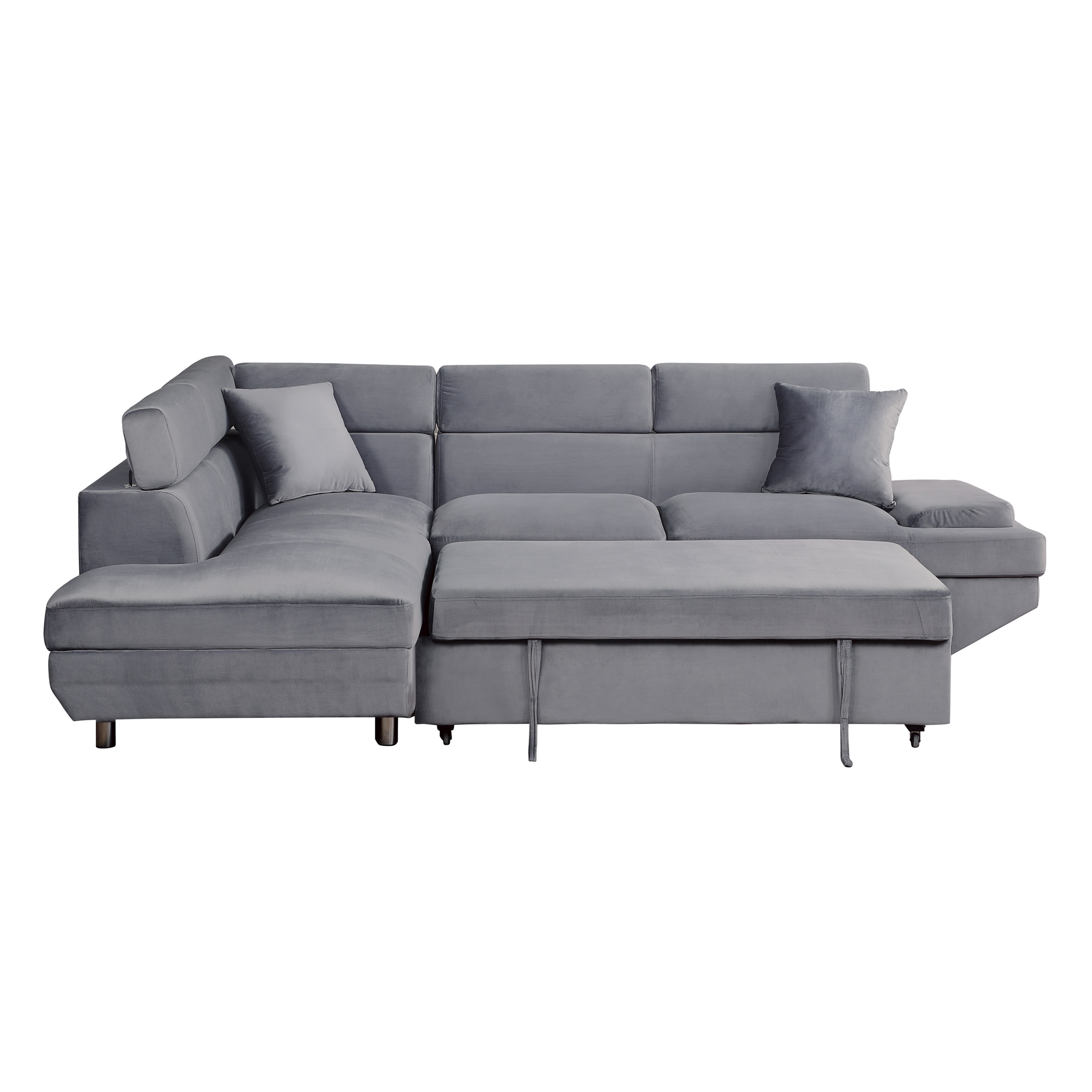 Cruz Velvet Left Chaise Facing Sectional Sofa
