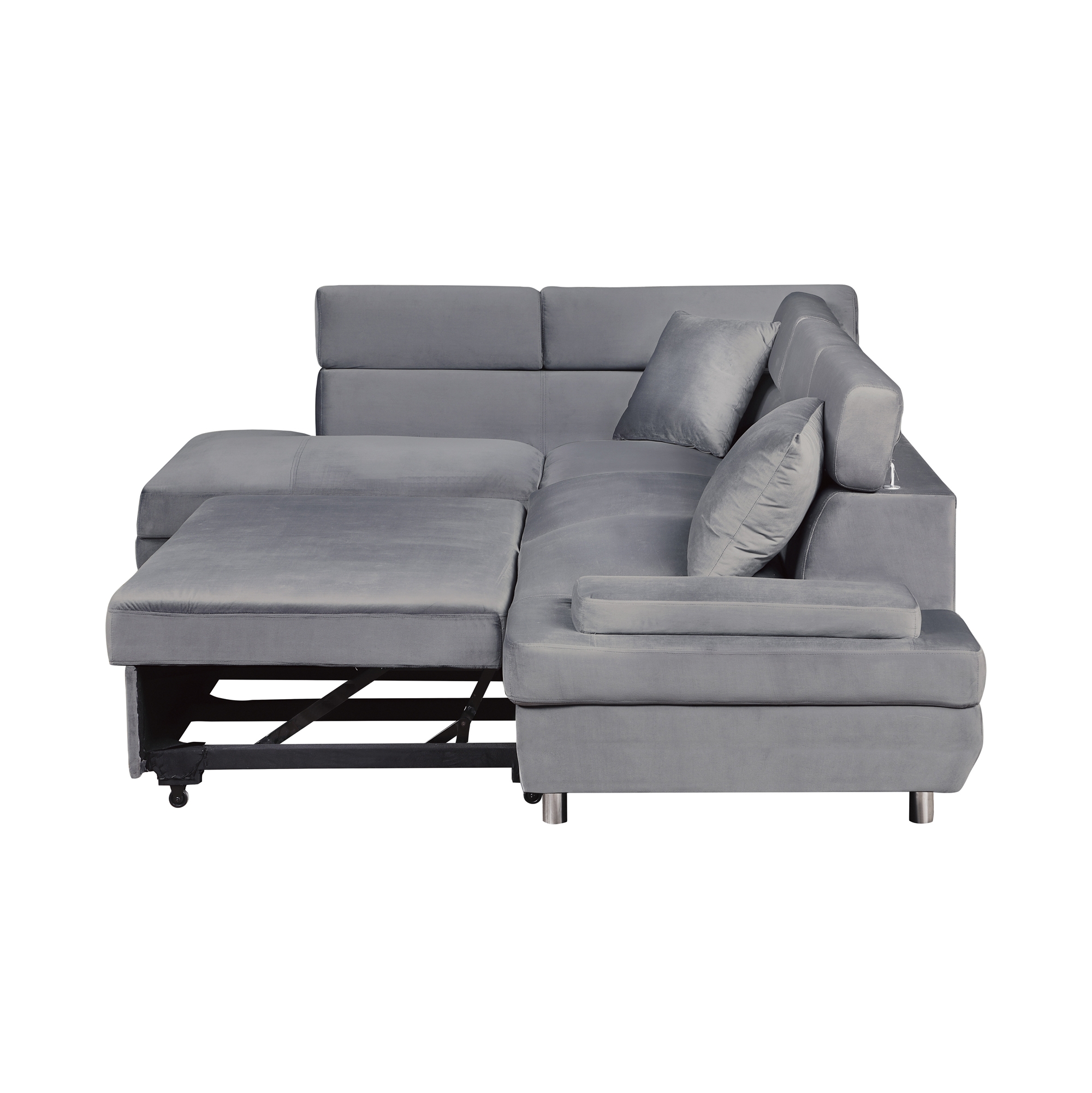 Cruz Velvet Left Chaise Facing Sectional Sofa