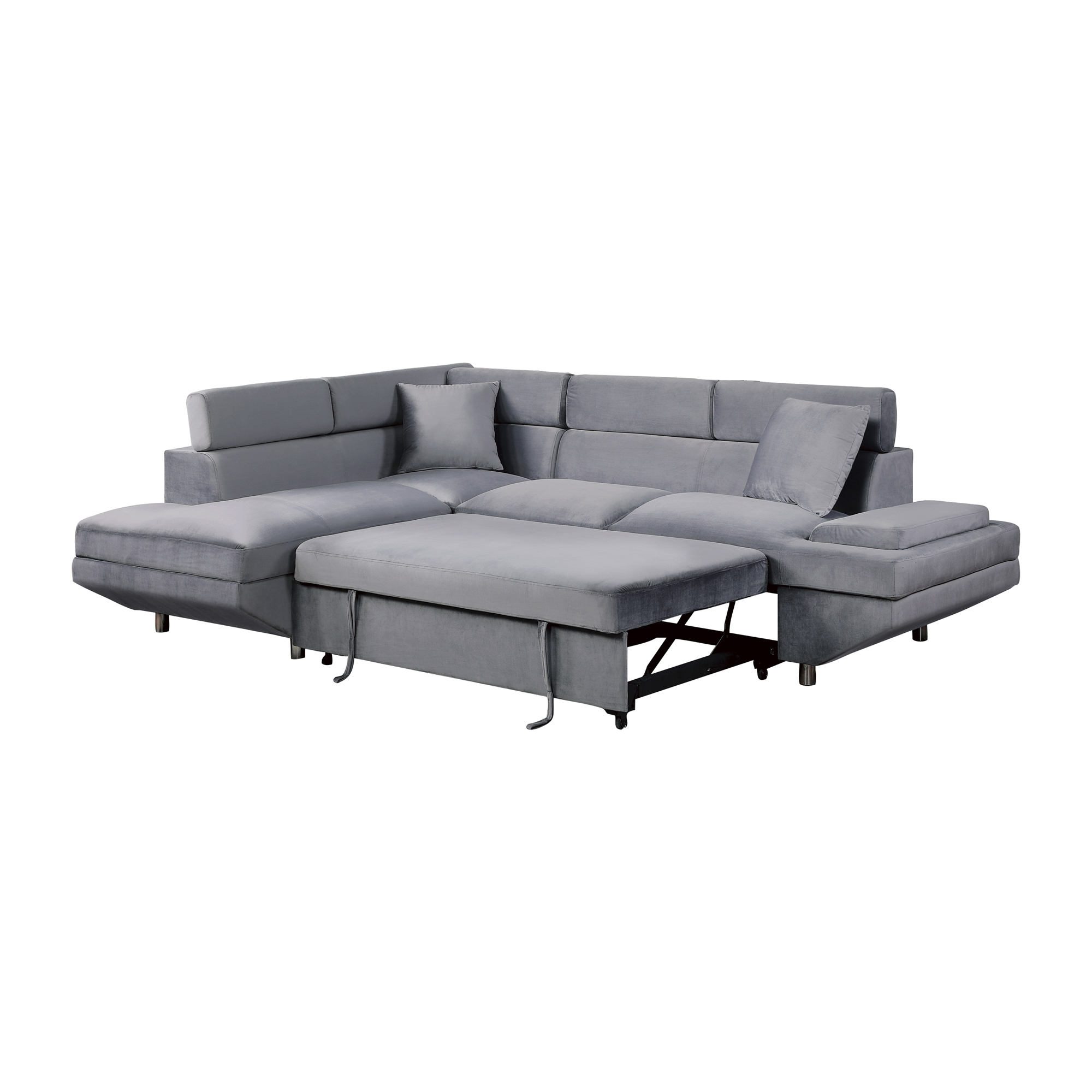 Cruz Velvet Left Chaise Facing Sectional Sofa