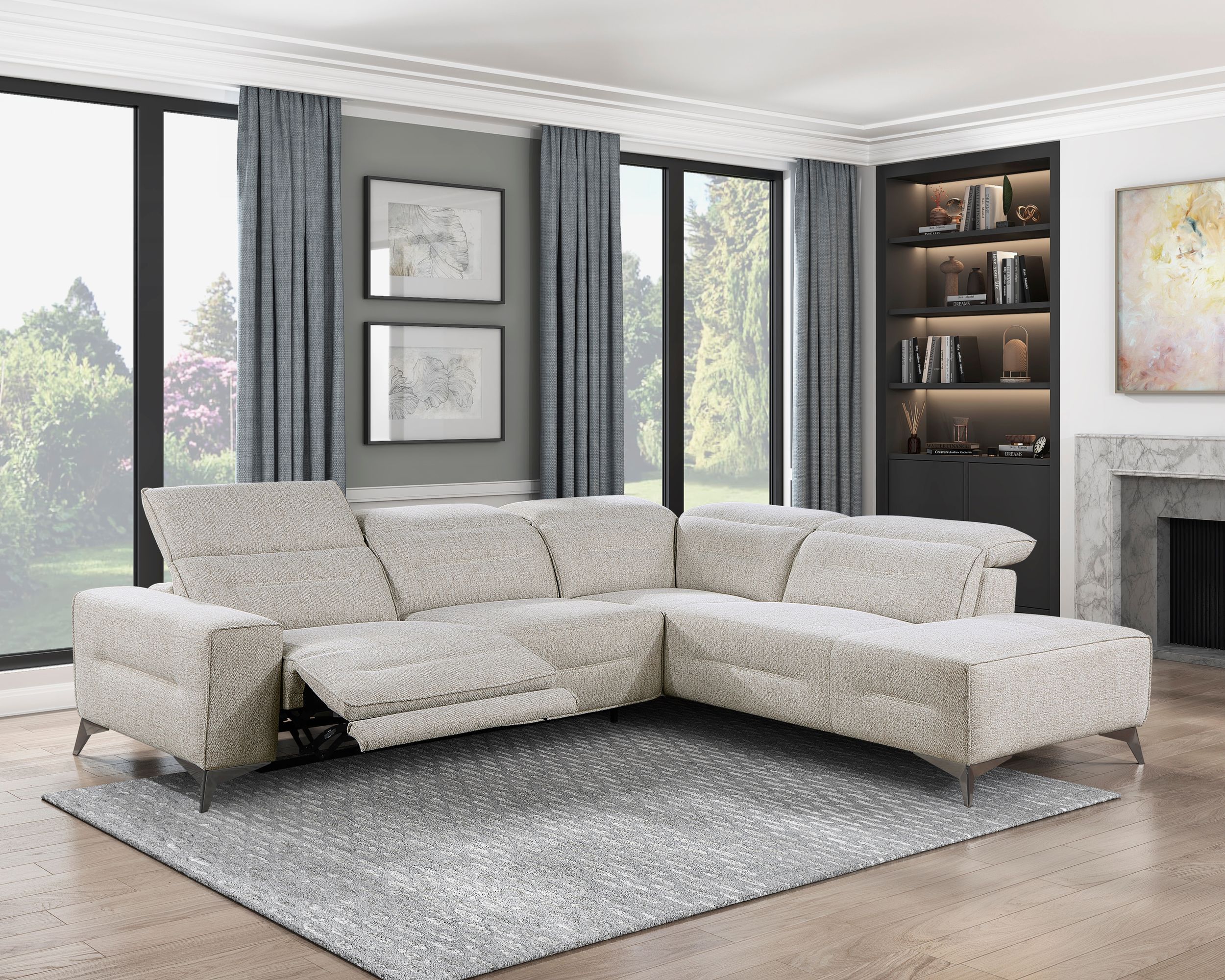 Adahlia Chenille 2-Piece Power Reclining Sectional with Right Chaise