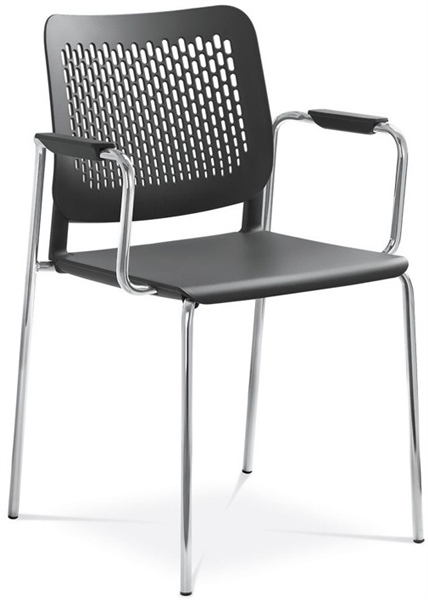 Wait Conference Chair w/Armrests, Chrome-Plated Four-Leg Steel Frame