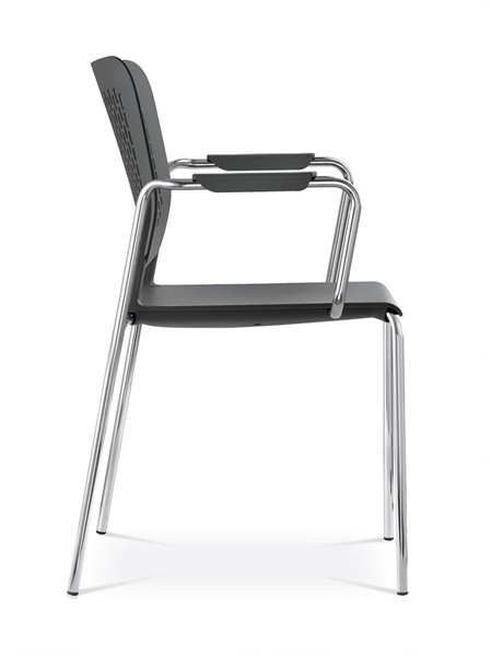 Wait Set of Conference Chairs w/Armrests, Chrome-Plated Four-Leg Steel Frame