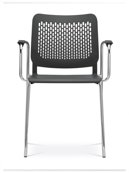 Wait Set of Conference Chairs w/Armrests, Chrome-Plated Four-Leg Steel Frame