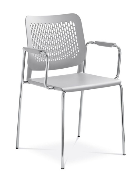 Wait Set of Conference Chairs w/Armrests, Chrome-Plated Four-Leg Steel Frame