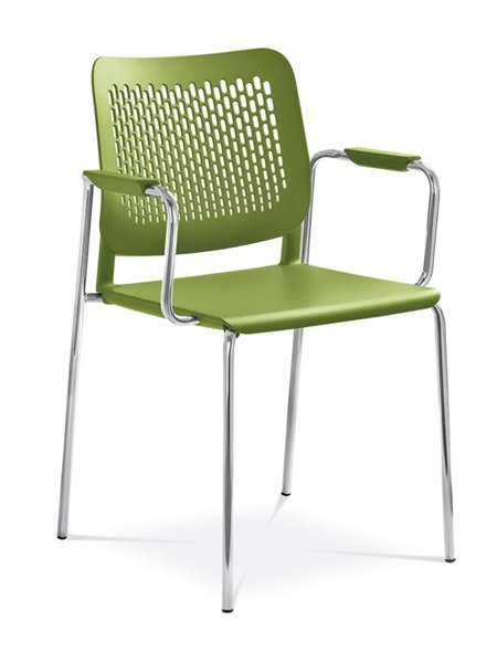 Wait Conference Chair w/Armrests, Chrome-Plated Four-Leg Steel Frame