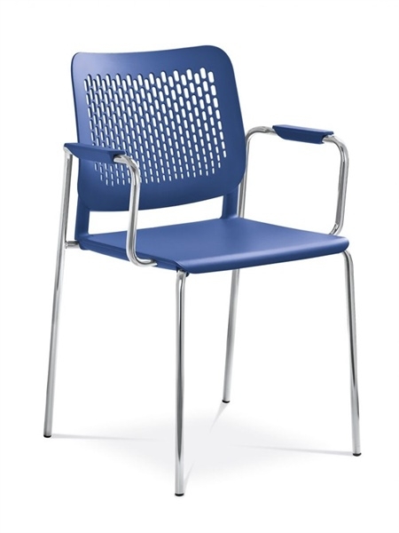 Wait Conference Chair w/Armrests, Chrome-Plated Four-Leg Steel Frame