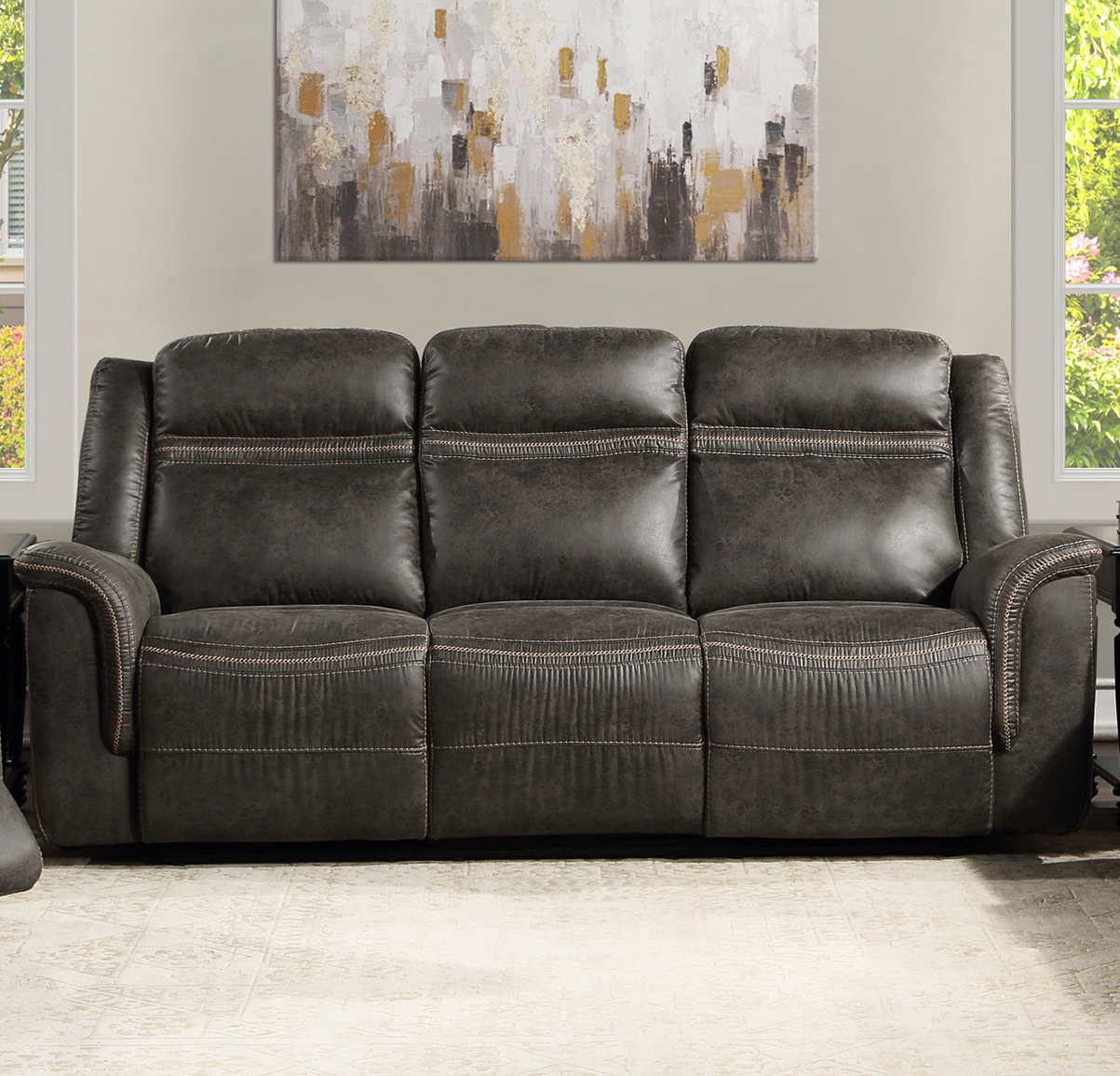 Boise Microfiber Double Reclining Sofa
