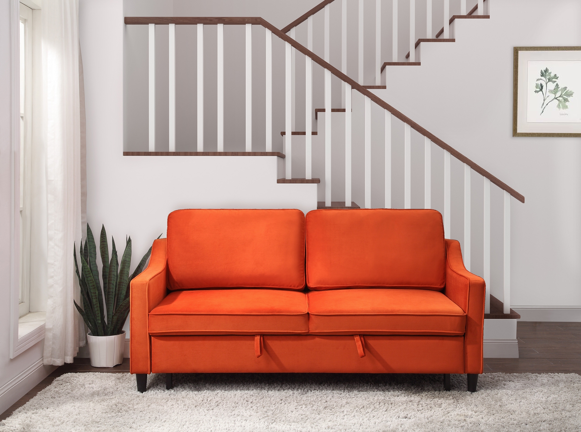 Adelia Velvet Convertible Studio Sofa with Pull-out Bed