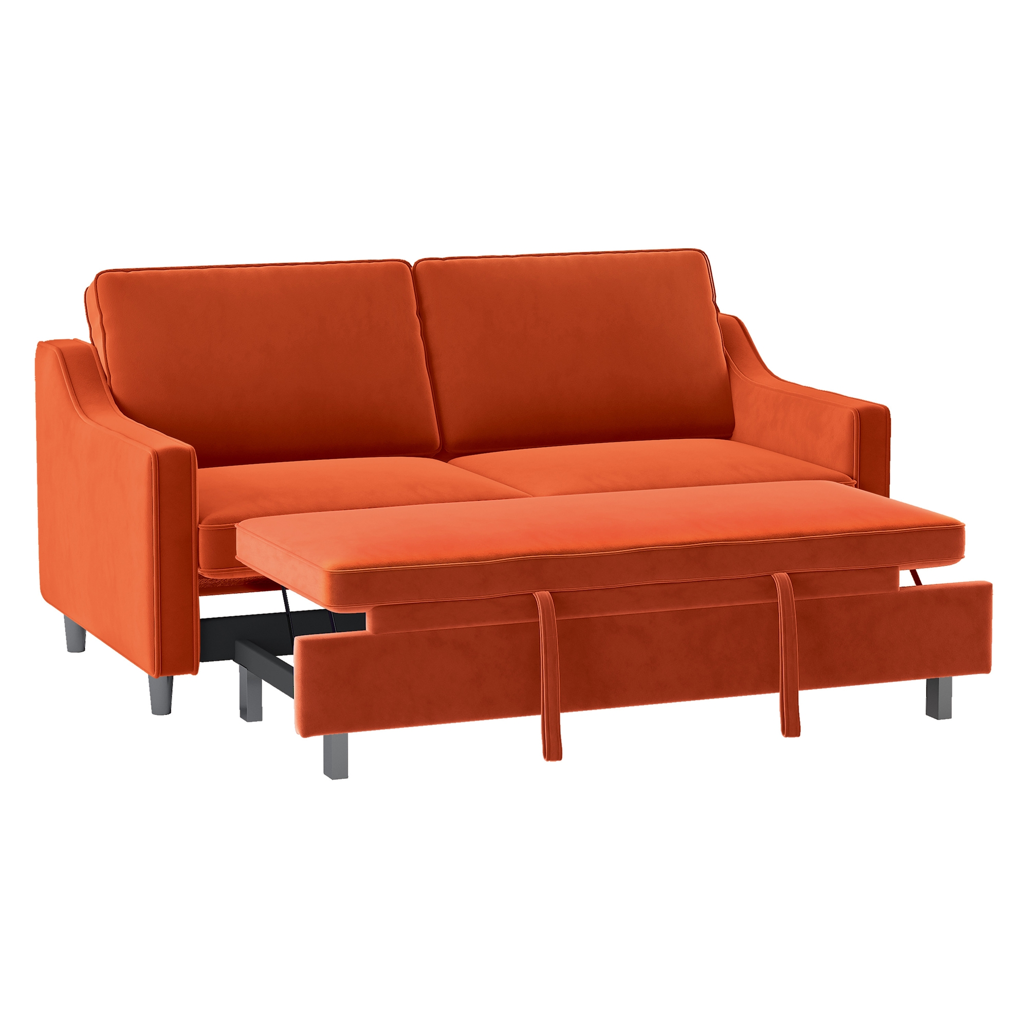 Adelia Velvet Convertible Studio Sofa with Pull-out Bed