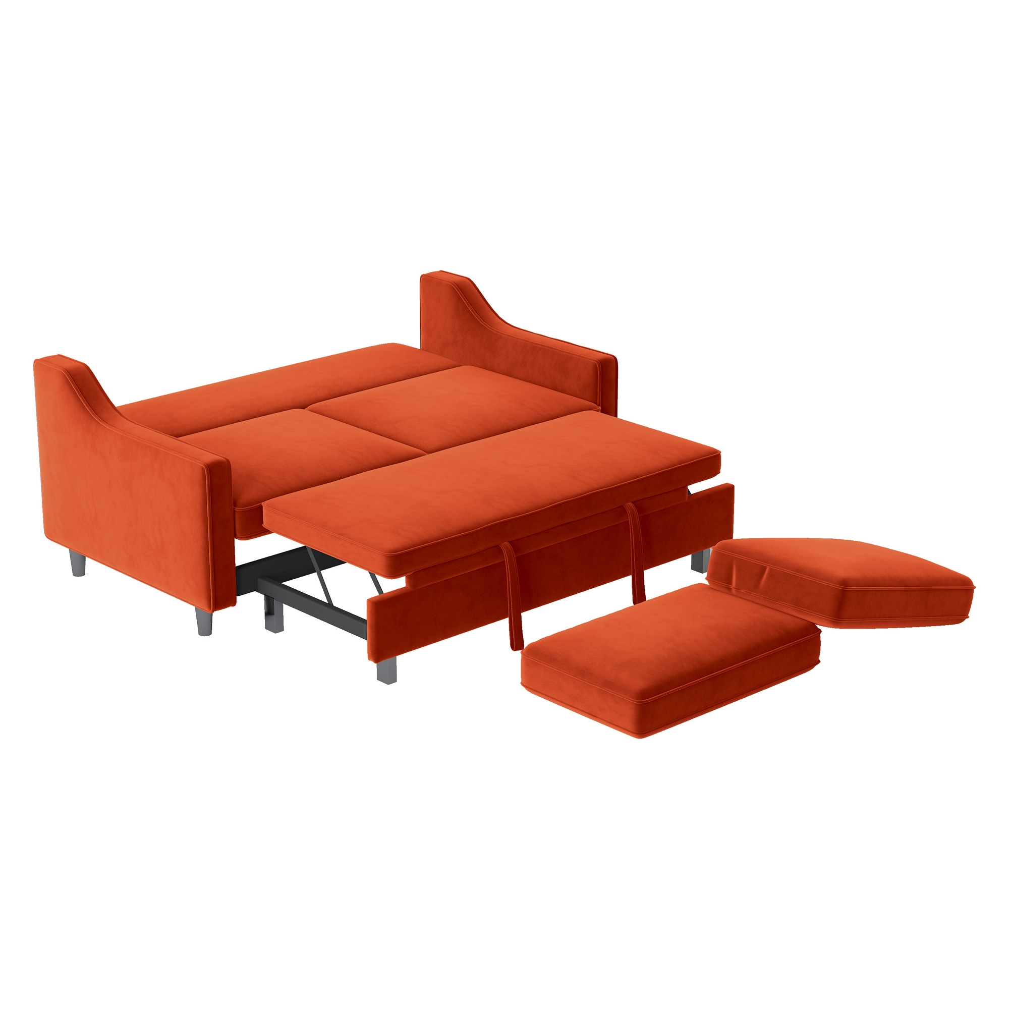 Adelia Velvet Convertible Studio Sofa with Pull-out Bed