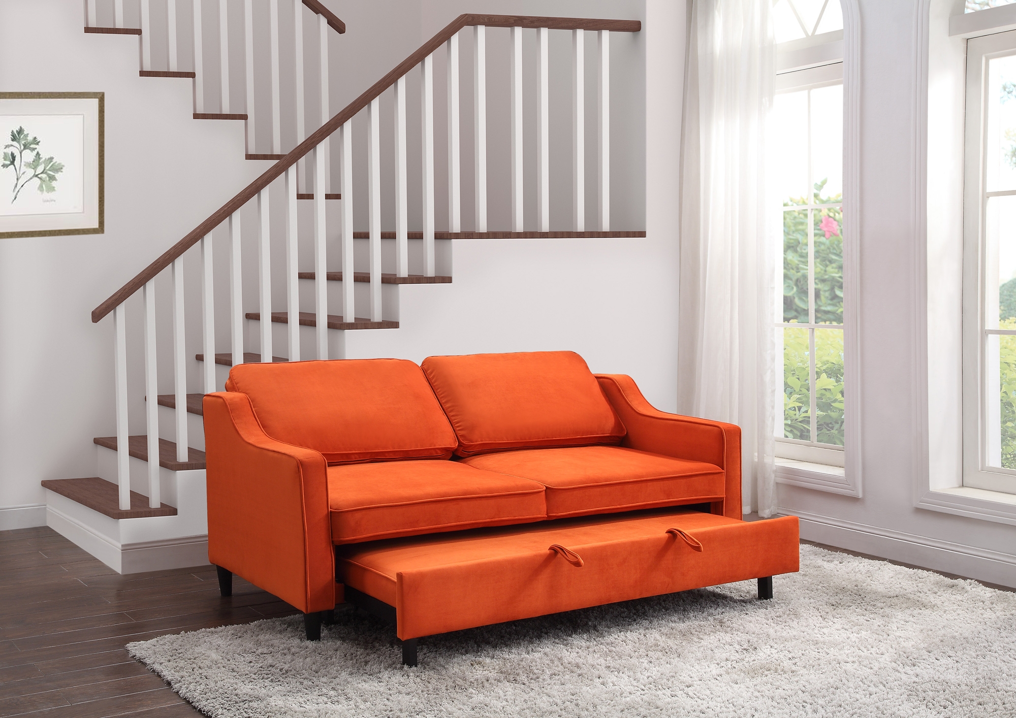 Adelia Velvet Convertible Studio Sofa with Pull-out Bed