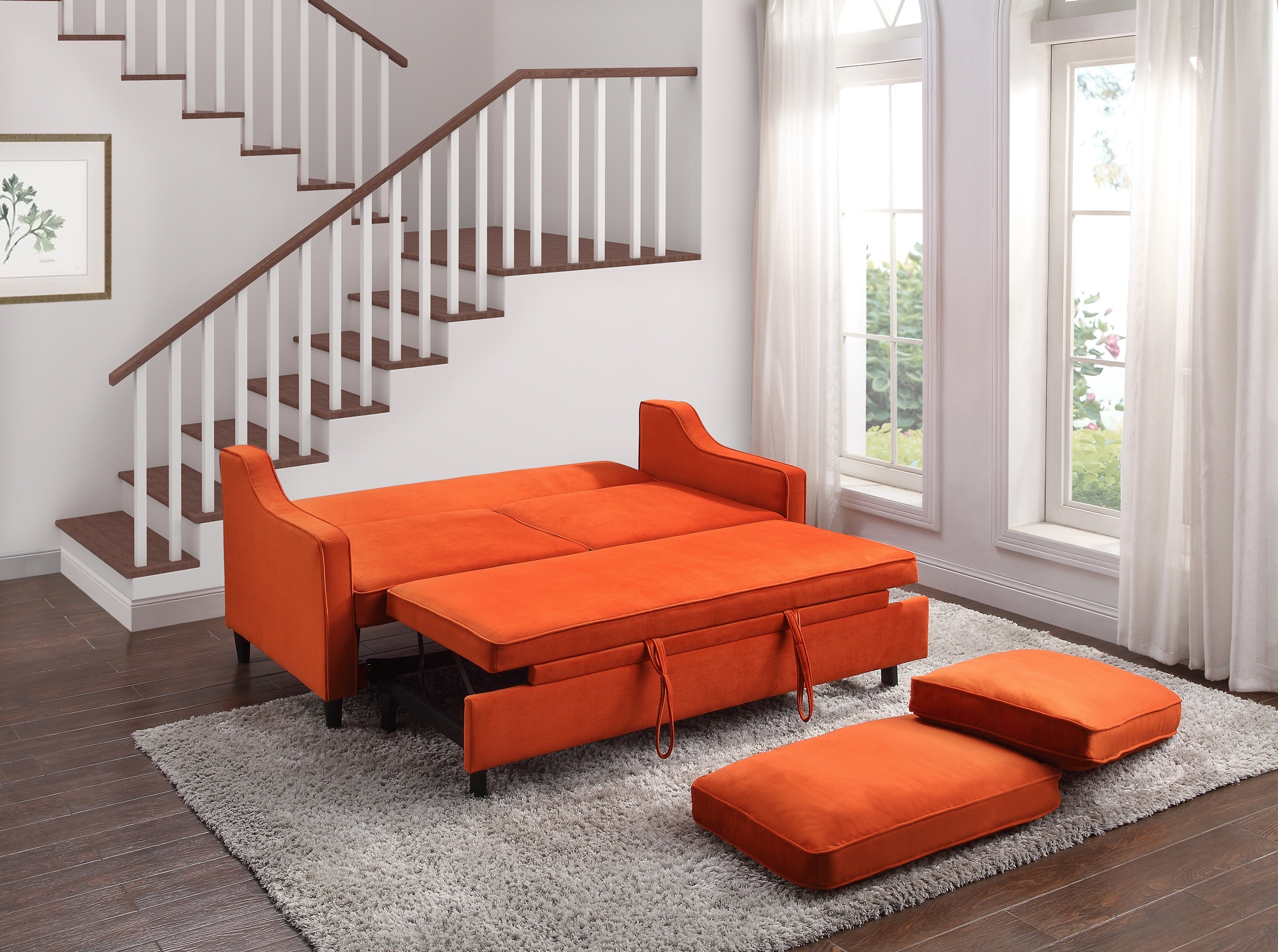 Adelia Velvet Convertible Studio Sofa with Pull-out Bed