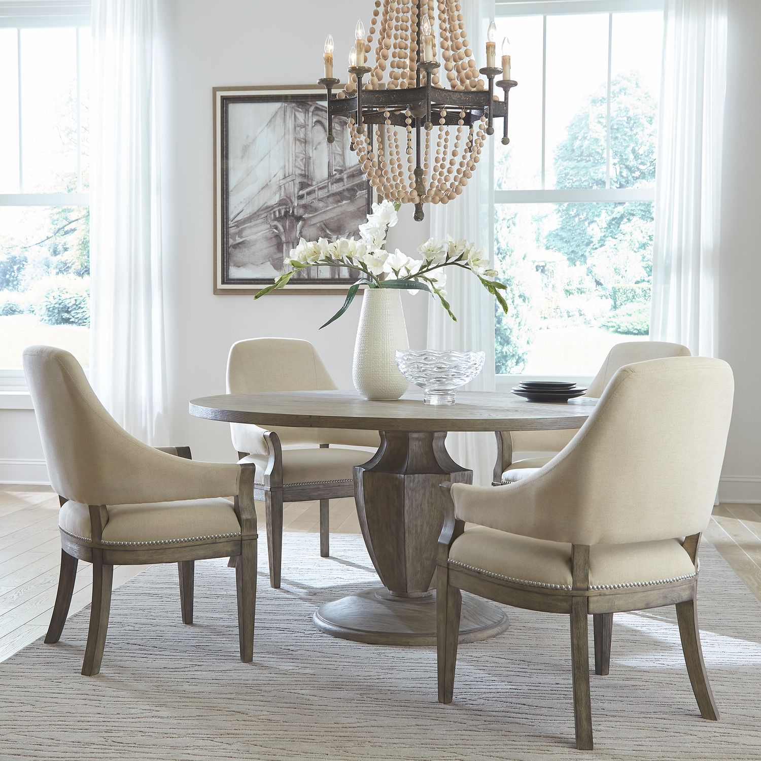 Westfield Round Dining Set | Traditional Wood Pedestal