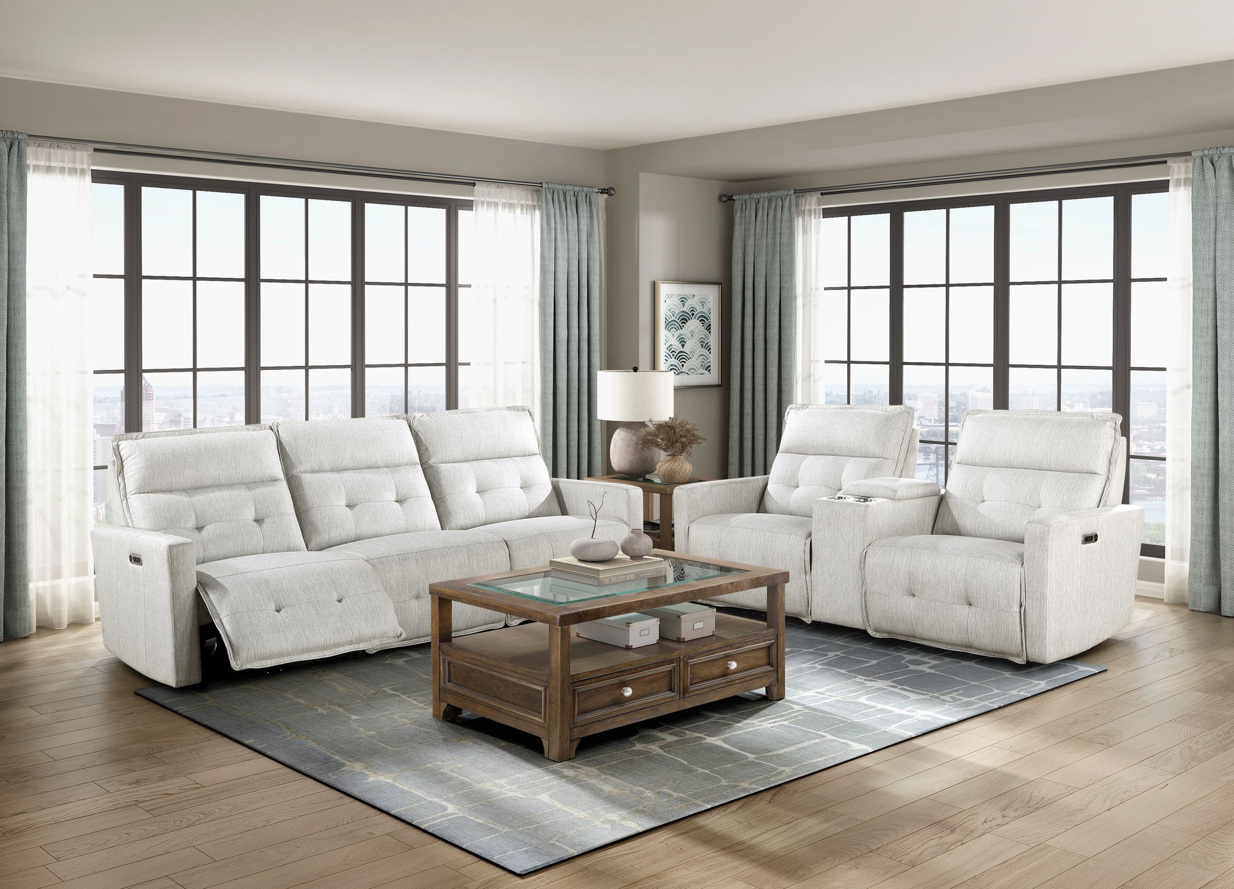 Salida L-Shaped Polyester 5‑Piece Power Reclining Modular Sectional with Power Headrests