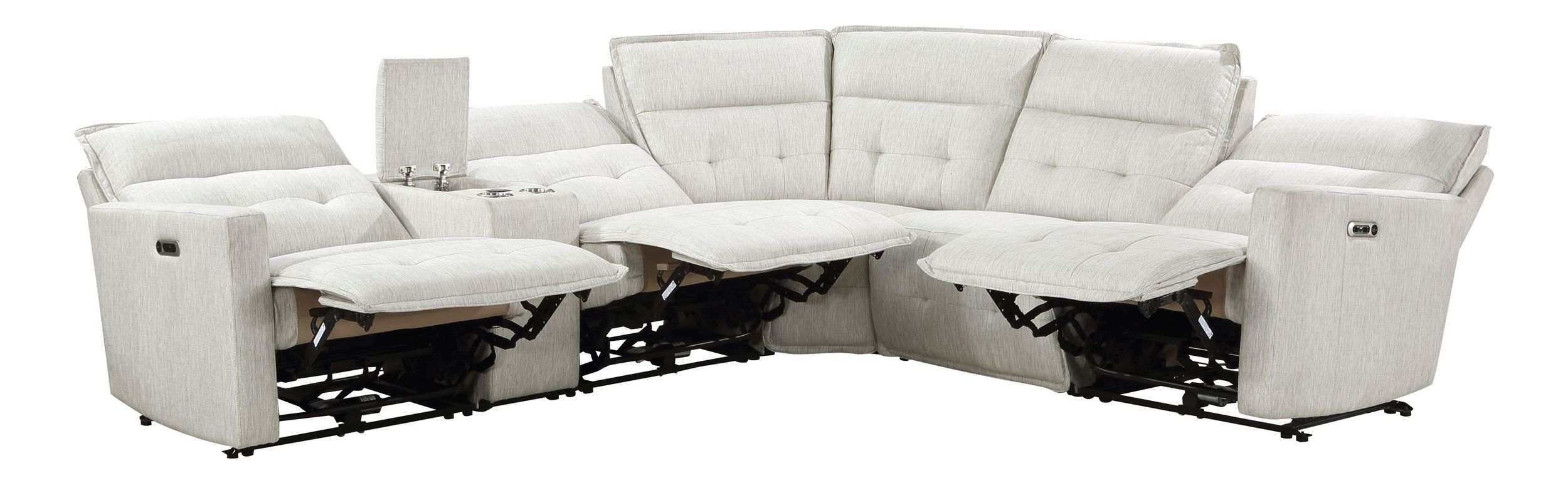 Salida L-Shaped Polyester 6‑Piece Power Reclining Modular Sectional with Power Headrests