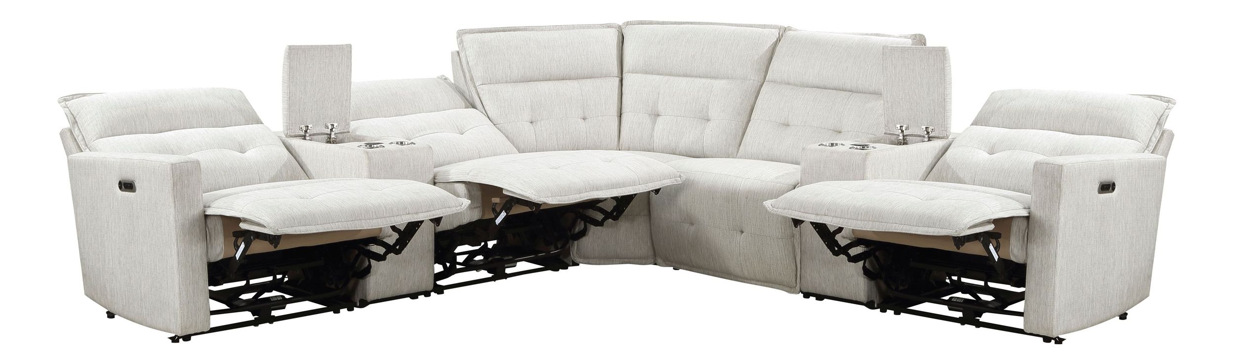 Salida L-Shaped Polyester 7‑Piece Power Reclining Modular Sectional with Power Headrests