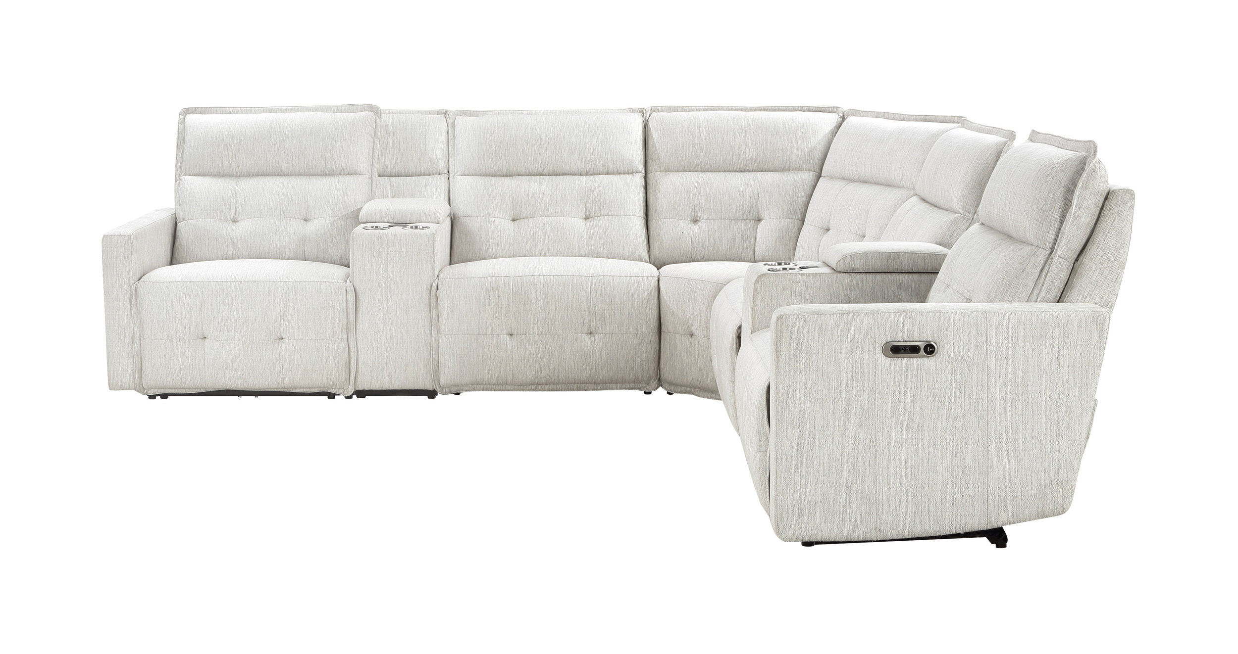 Salida L-Shaped Polyester 7‑Piece Power Reclining Modular Sectional with Power Headrests