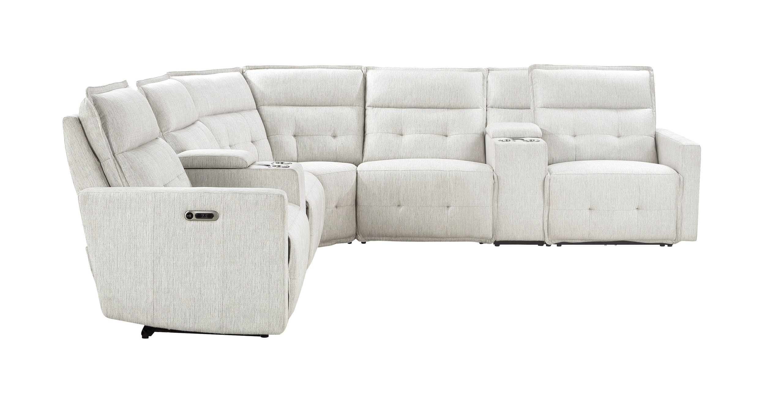 Salida L-Shaped Polyester 7‑Piece Power Reclining Modular Sectional with Power Headrests
