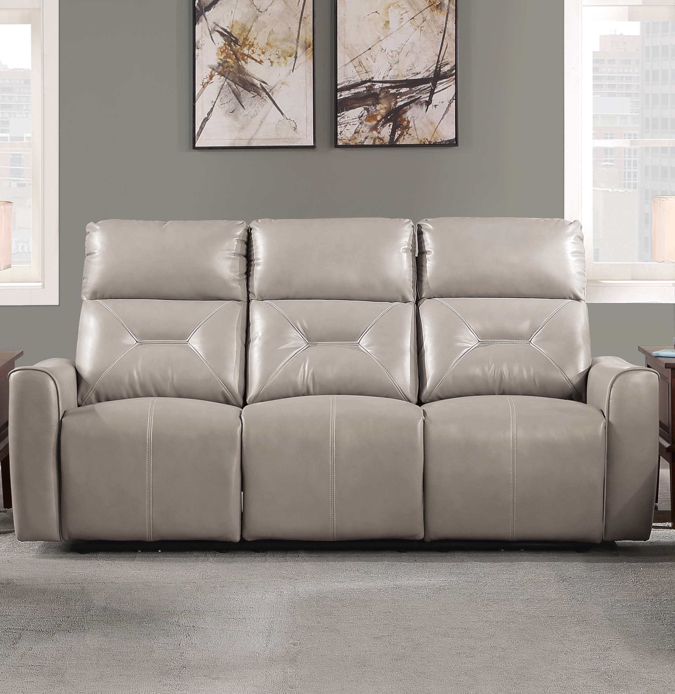 Burwell Leatherette Power Double Reclining Sofa