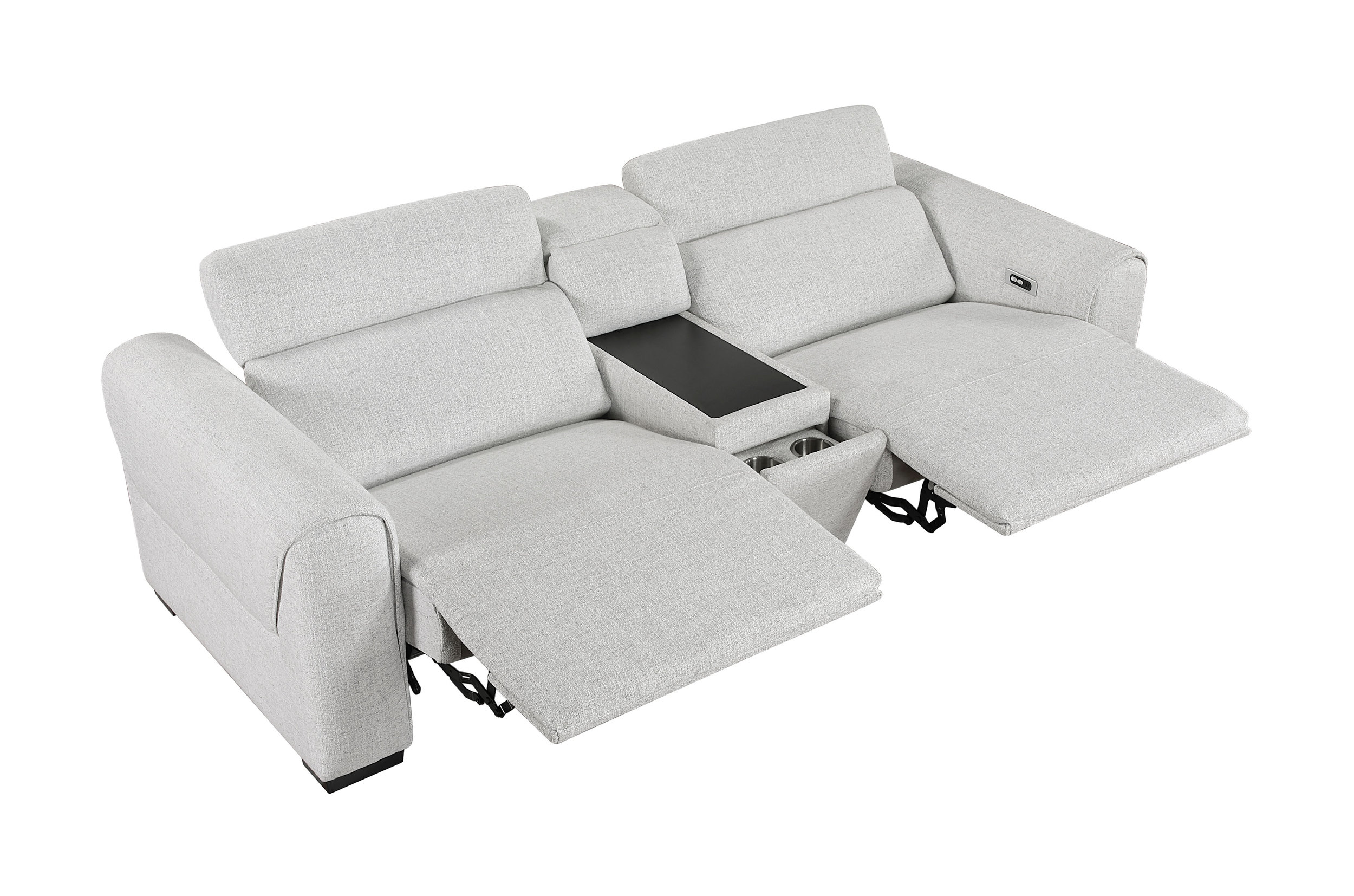 McPherson Chenille Power Double Reclining Modular Loveseat with Center Console & Power Headrests