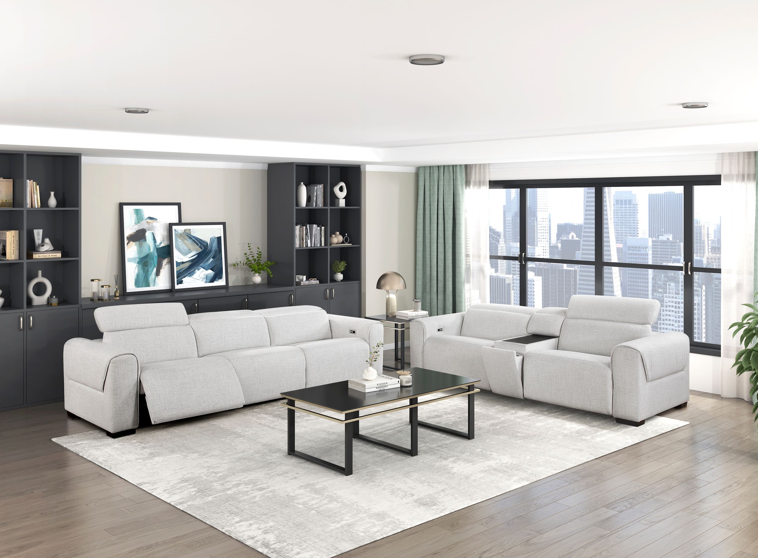 McPherson L-Shaped Chenille 7‑Piece Power Reclining Modular Sectional with Power Headrests