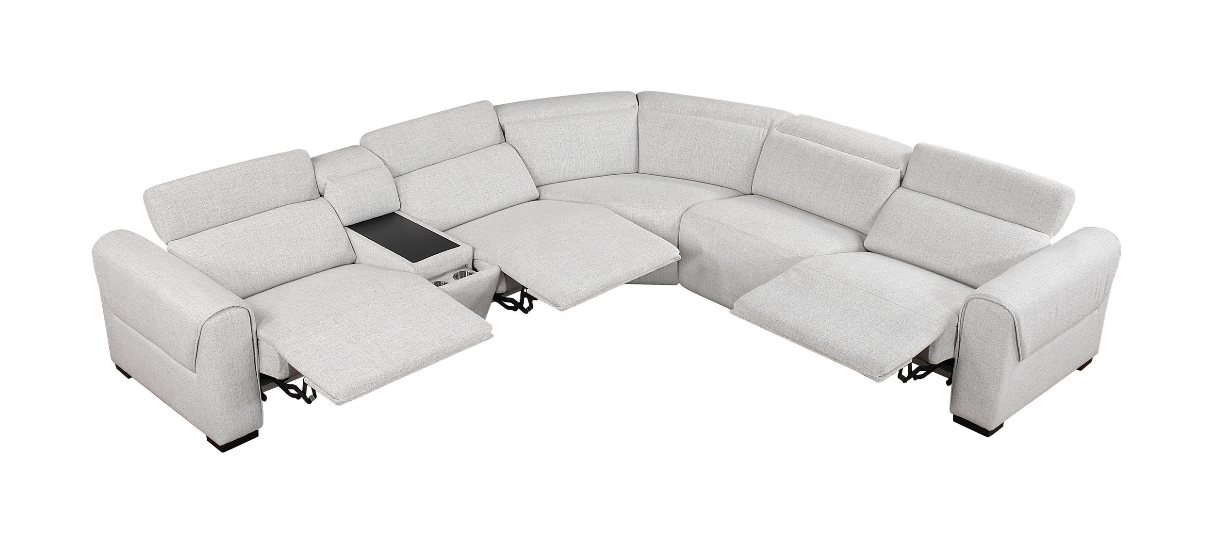 McPherson L-Shaped Chenille 6‑Piece Power Reclining Modular Sectional with Power Headrests