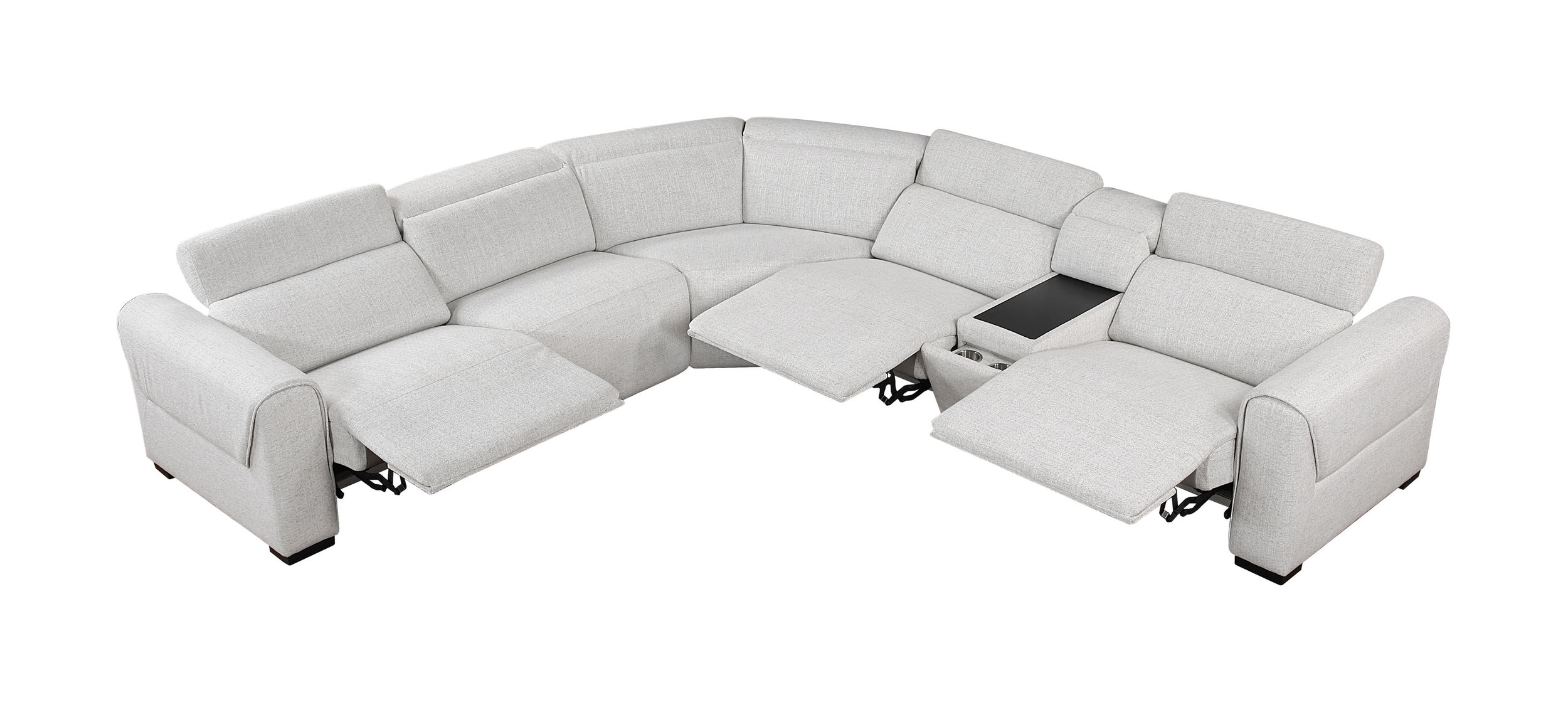 McPherson L-Shaped Chenille 6‑Piece Power Reclining Modular Sectional with Power Headrests