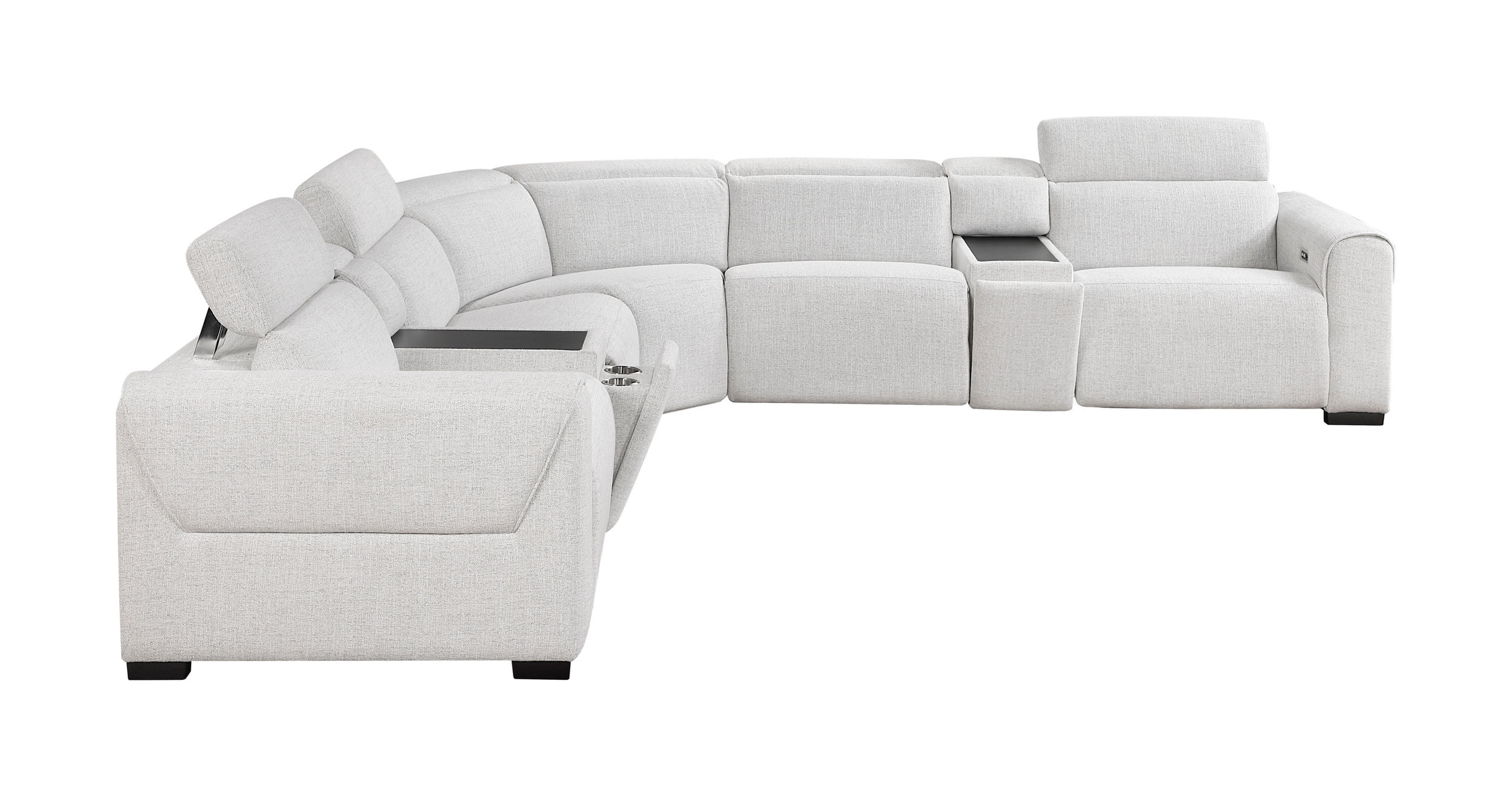 McPherson L-Shaped Chenille 7‑Piece Power Reclining Modular Sectional with Power Headrests