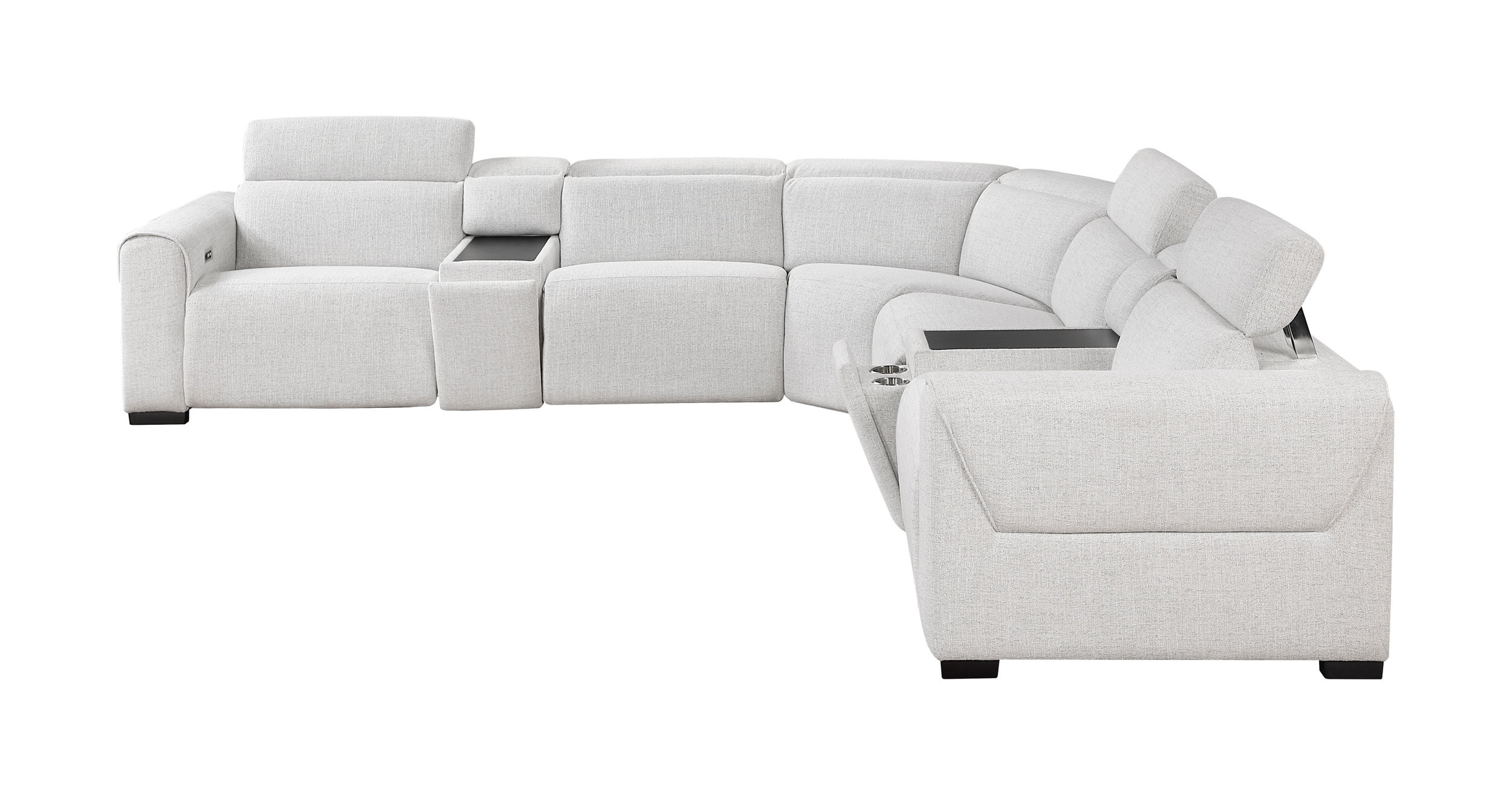 McPherson L-Shaped Chenille 7‑Piece Power Reclining Modular Sectional with Power Headrests