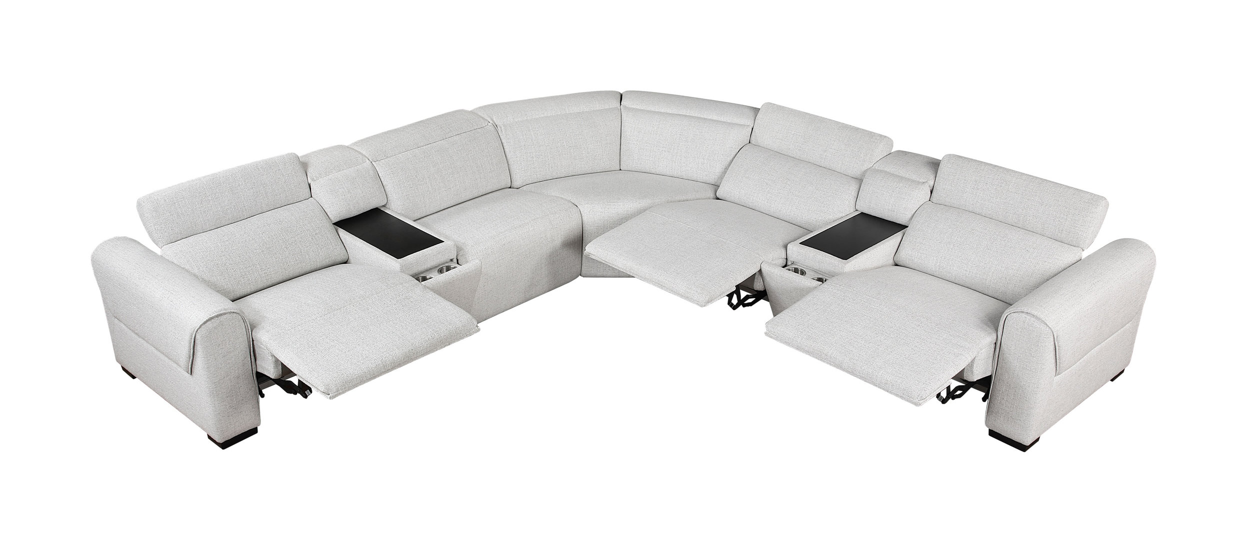McPherson L-Shaped Chenille 7‑Piece Power Reclining Modular Sectional with Power Headrests