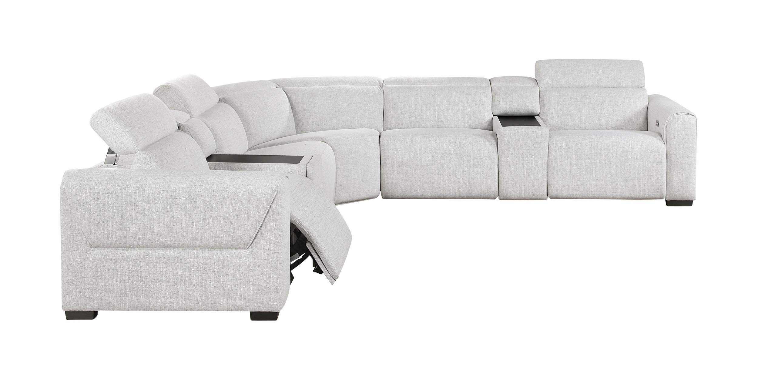 McPherson L-Shaped Chenille 7‑Piece Power Reclining Modular Sectional with Power Headrests