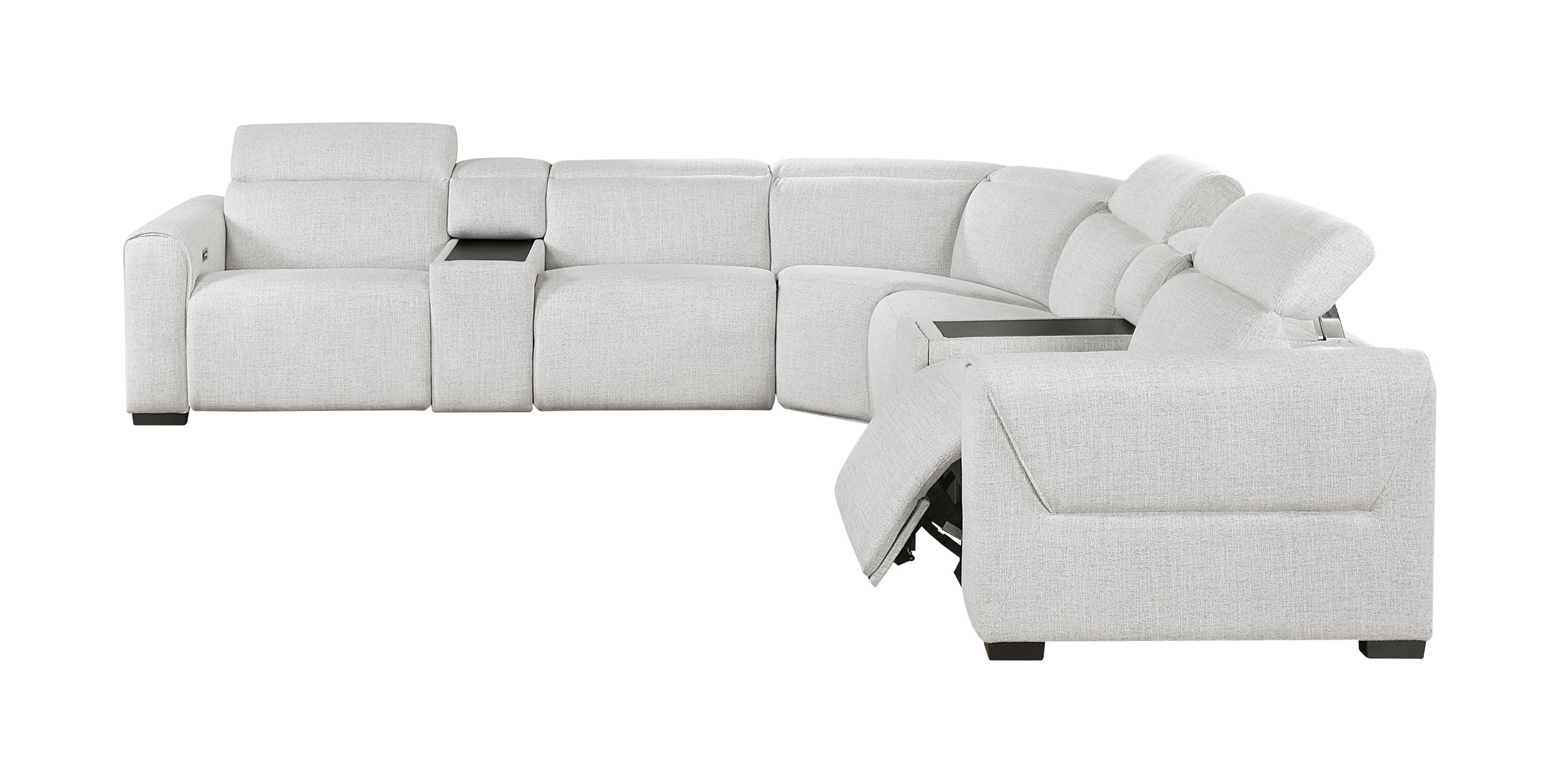 McPherson L-Shaped Chenille 7‑Piece Power Reclining Modular Sectional with Power Headrests