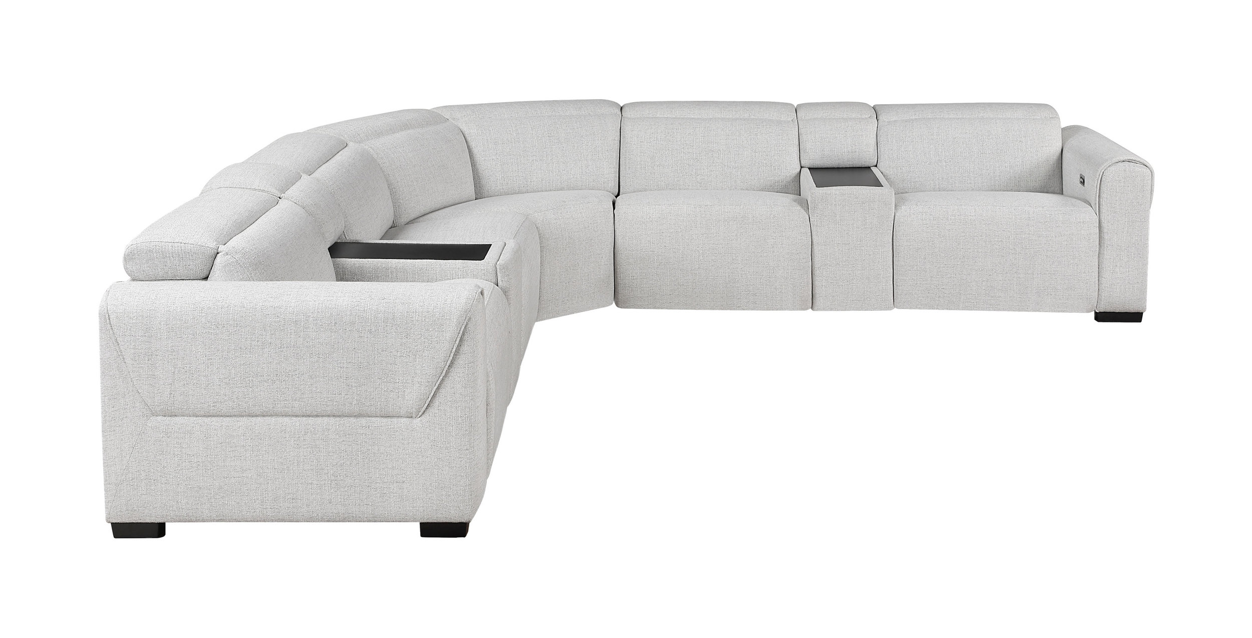 McPherson L-Shaped Chenille 7‑Piece Power Reclining Modular Sectional with Power Headrests