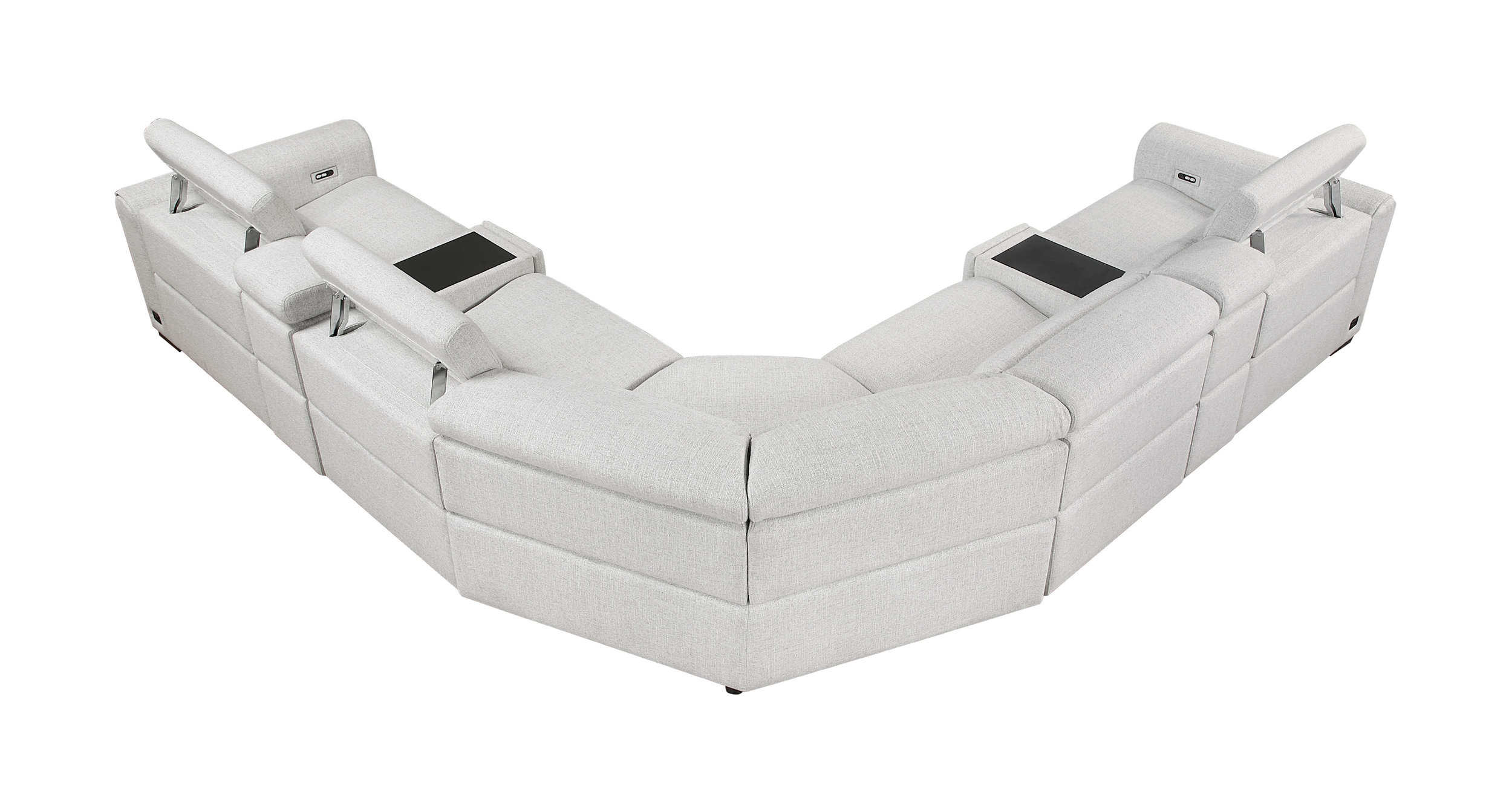 McPherson L-Shaped Chenille 7‑Piece Power Reclining Modular Sectional with Power Headrests