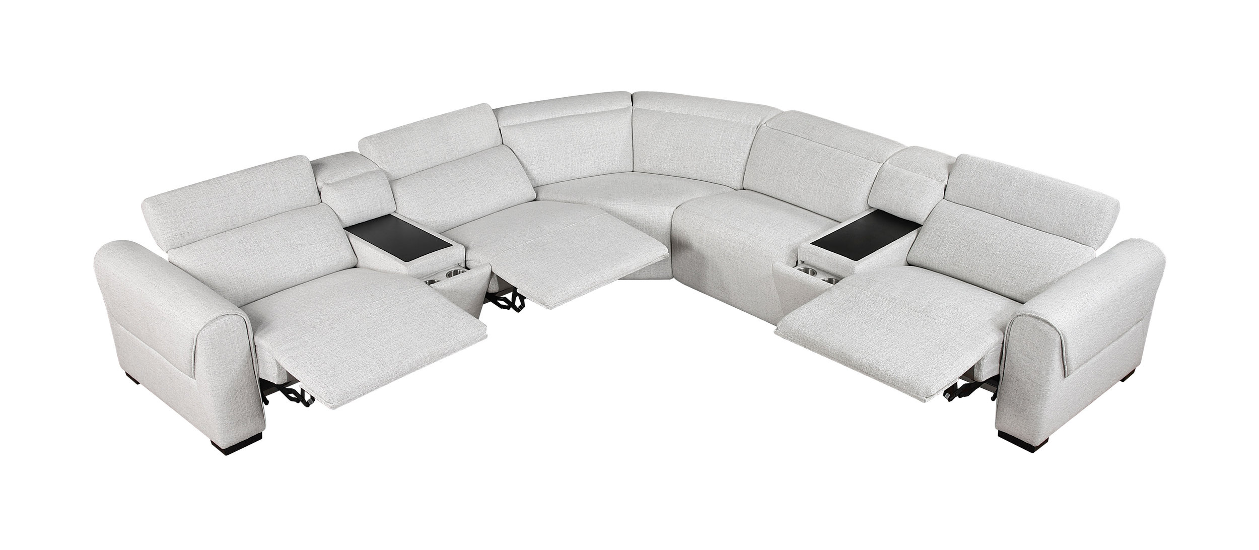 McPherson L-Shaped Chenille 7‑Piece Power Reclining Modular Sectional with Power Headrests