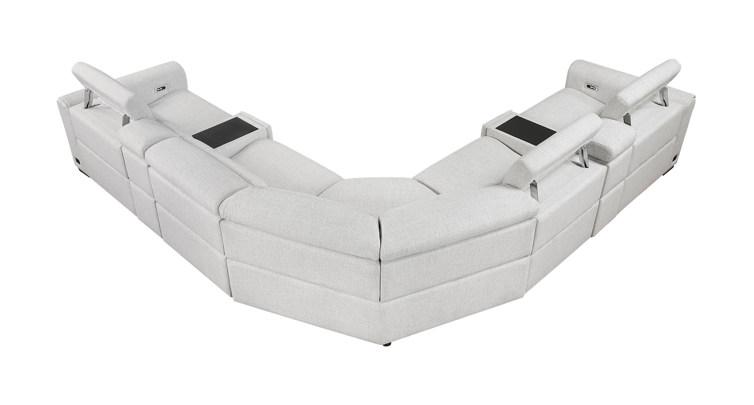 McPherson L-Shaped Chenille 7‑Piece Power Reclining Modular Sectional with Power Headrests