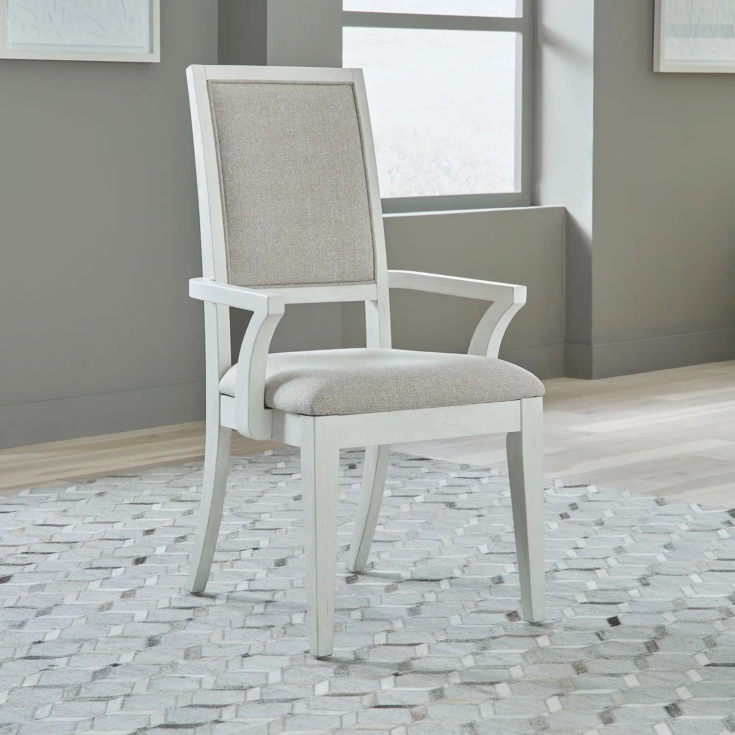 SM Mirage Fabric/Wood Dining Arm Chair