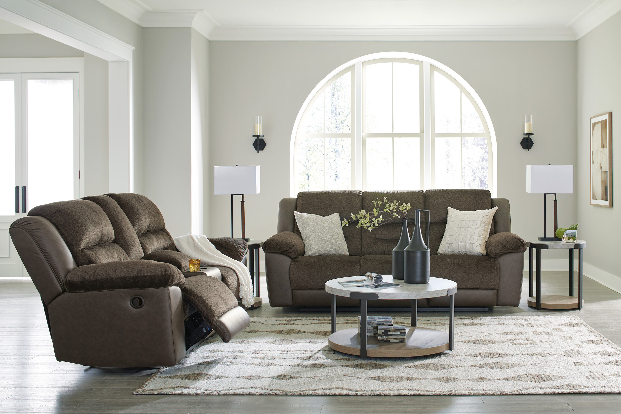 Dorman Faux Leather Reclining Loveseat w/Console