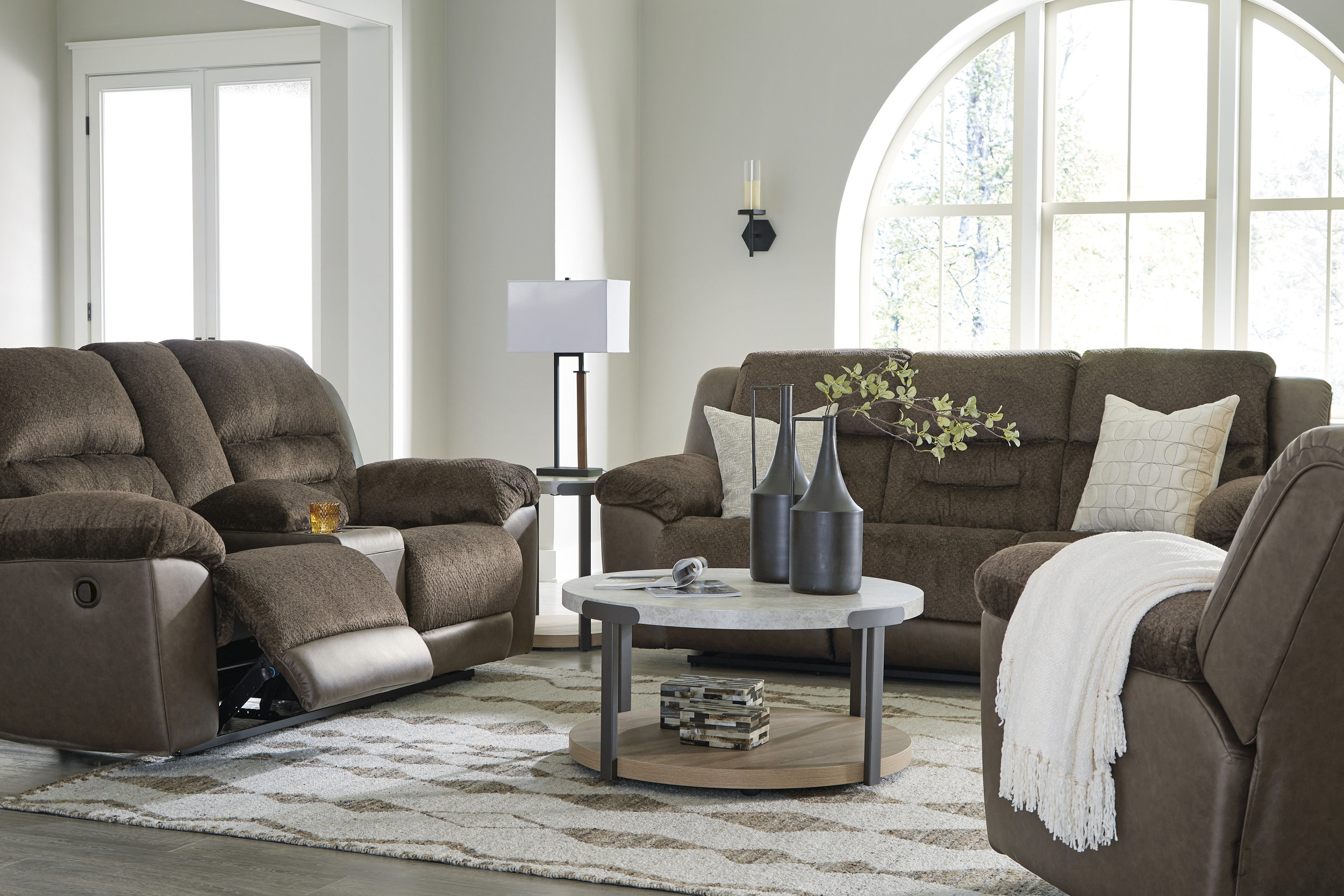 Dorman Faux Leather Reclining Loveseat w/Console