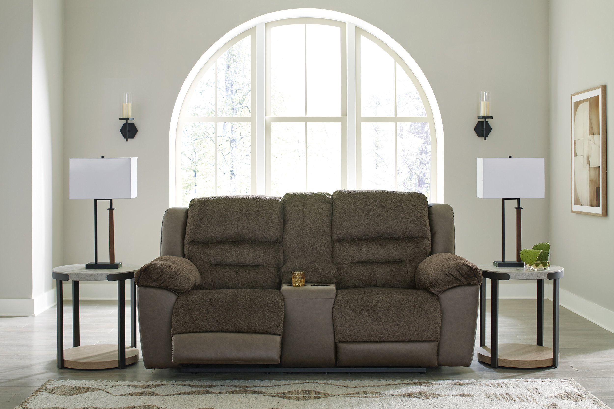 Dorman Faux Leather Reclining Loveseat w/Console