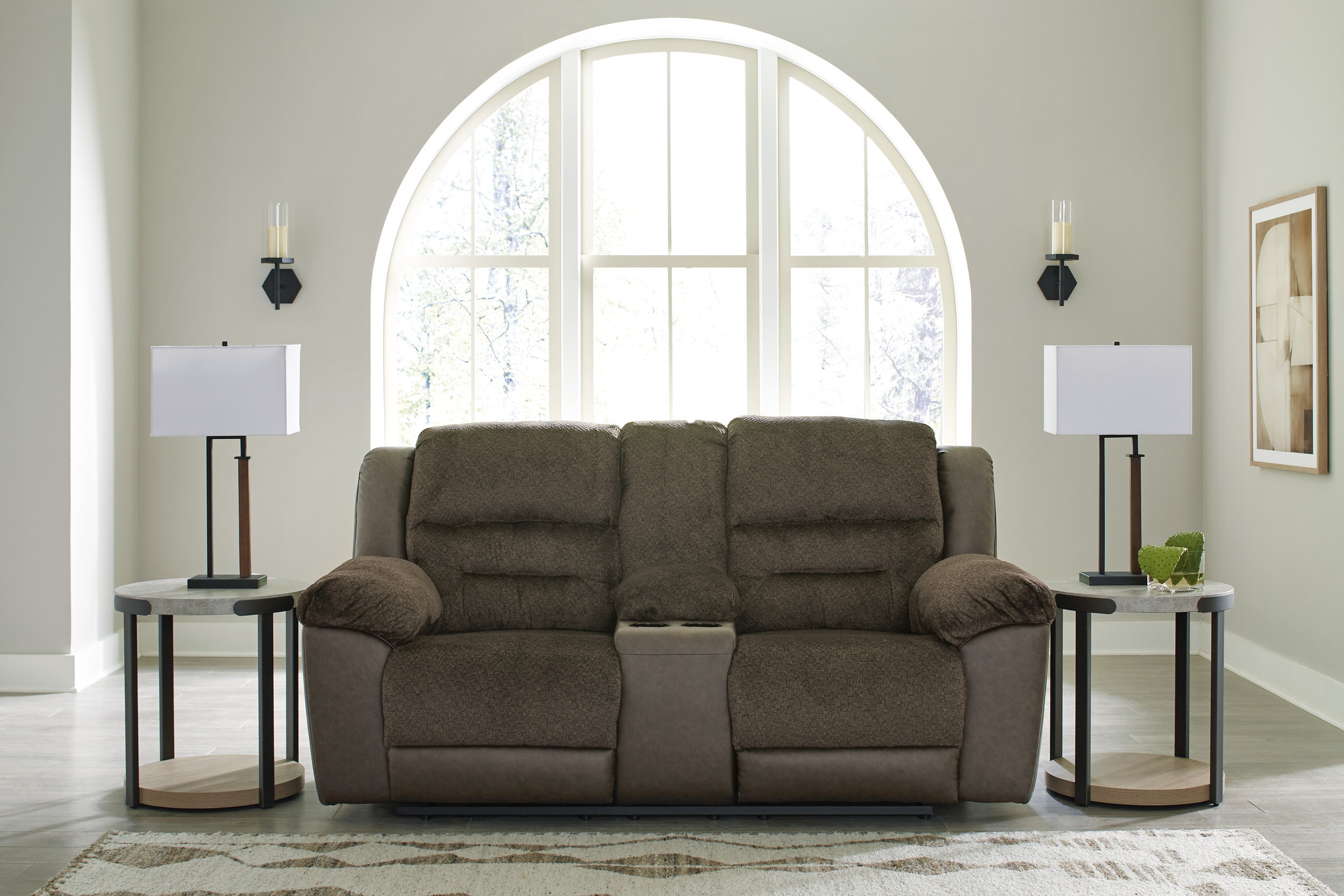 Dorman Faux Leather Reclining Loveseat w/Console